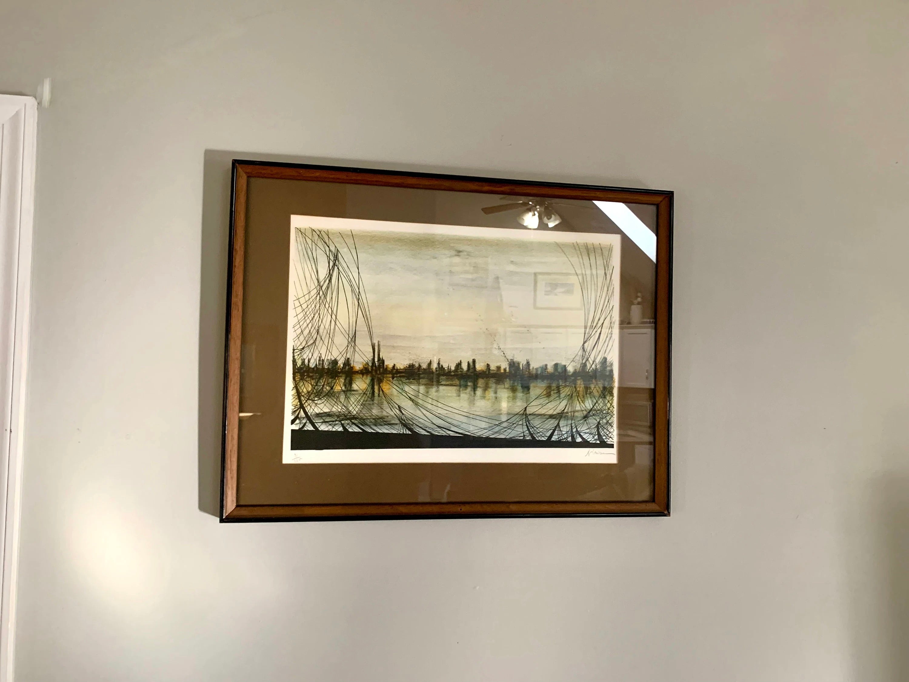 Vintage Mario Sinisca Limited Lithograph | Sinisca Signed Art | Framed Authenticated Sinisca Lithograph | MCM Art | Italian Art