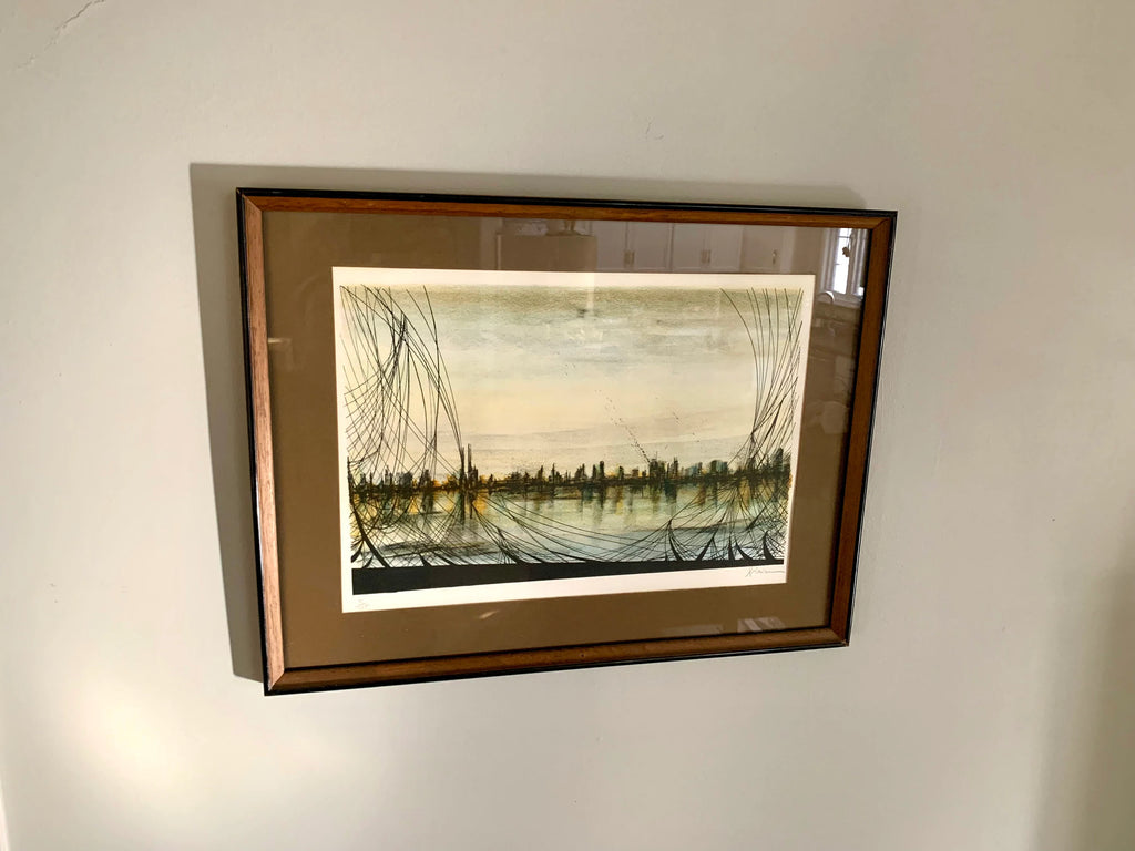 Vintage Mario Sinisca Limited Lithograph | Sinisca Signed Art | Framed Authenticated Sinisca Lithograph | MCM Art | Italian Art