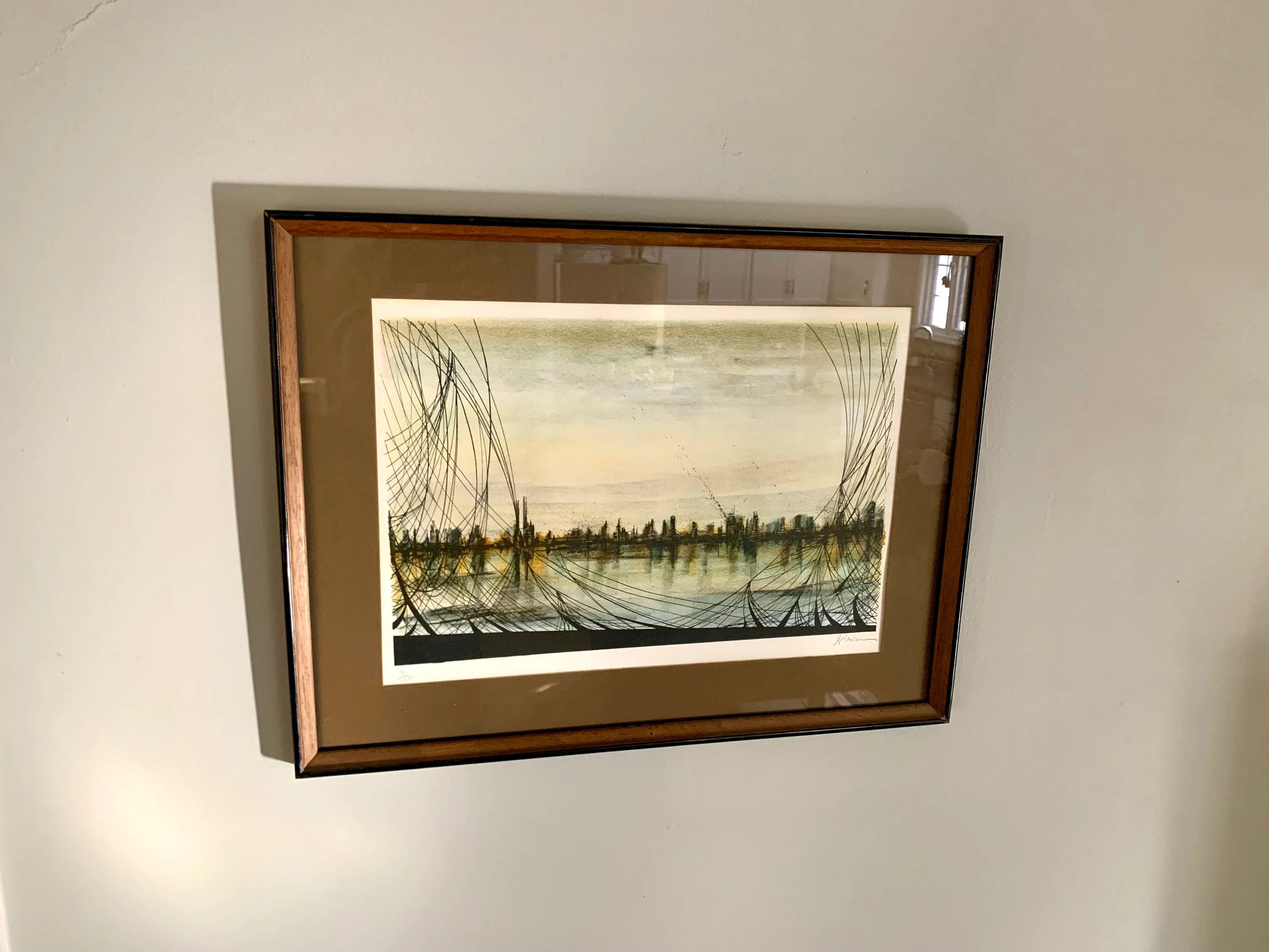 Vintage Mario Sinisca Limited Lithograph | Sinisca Signed Art | Framed Authenticated Sinisca Lithograph | MCM Art | Italian Art