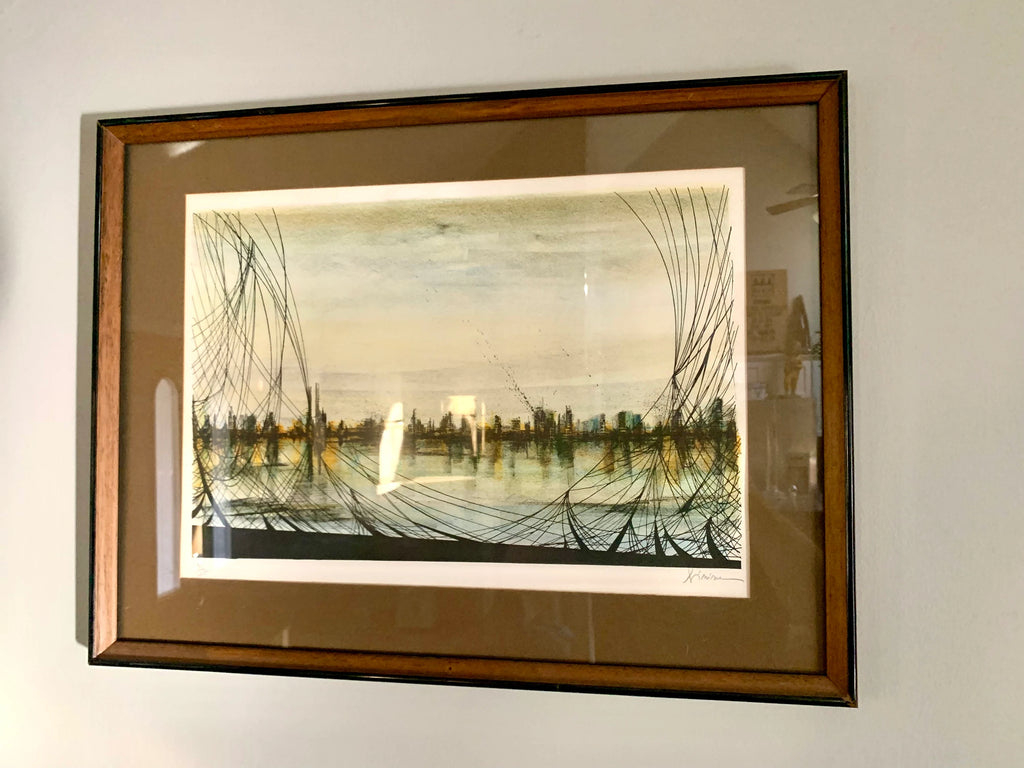 Vintage Mario Sinisca Limited Lithograph | Sinisca Signed Art | Framed Authenticated Sinisca Lithograph | MCM Art | Italian Art