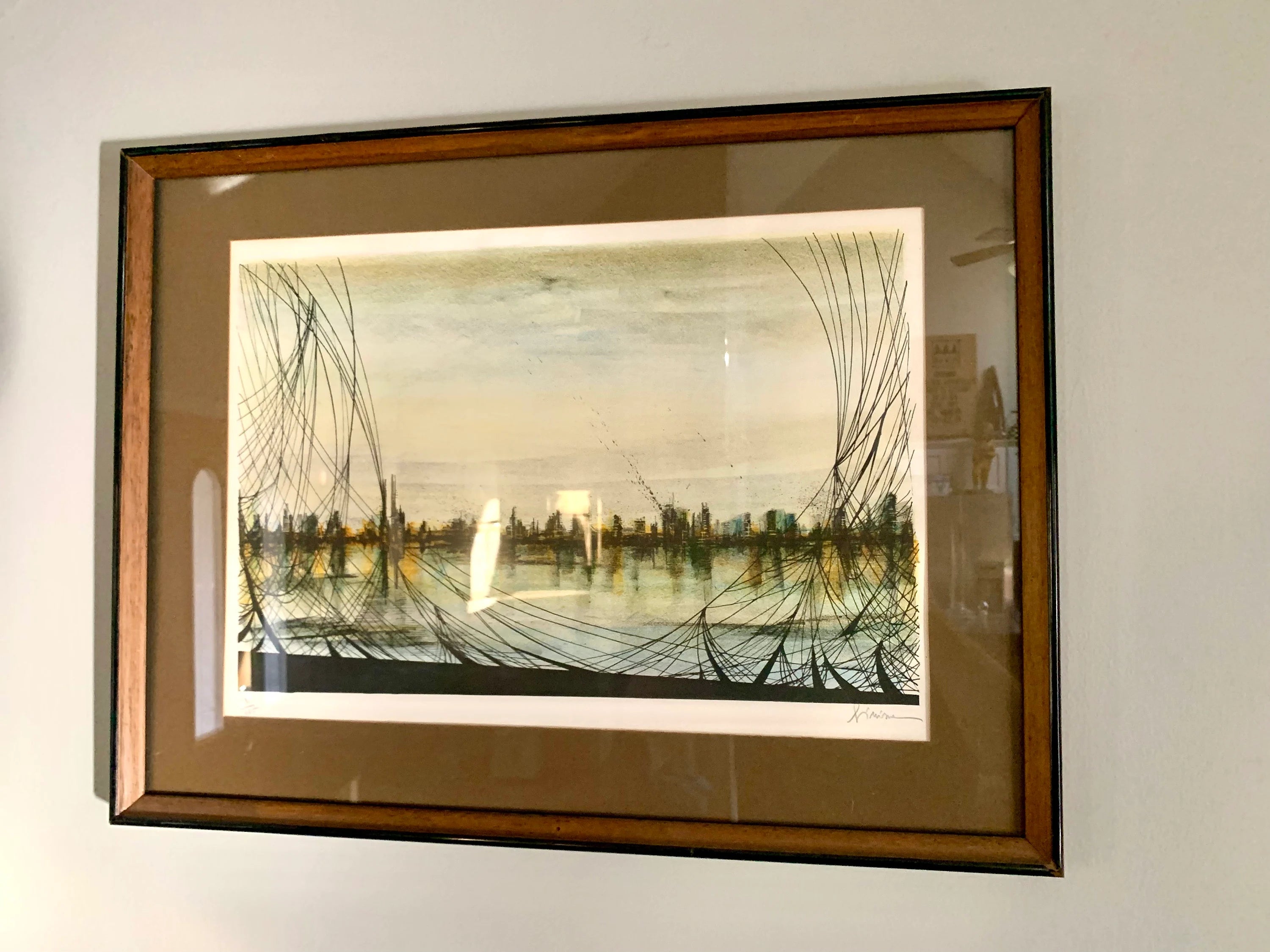 Vintage Mario Sinisca Limited Lithograph | Sinisca Signed Art | Framed Authenticated Sinisca Lithograph | MCM Art | Italian Art