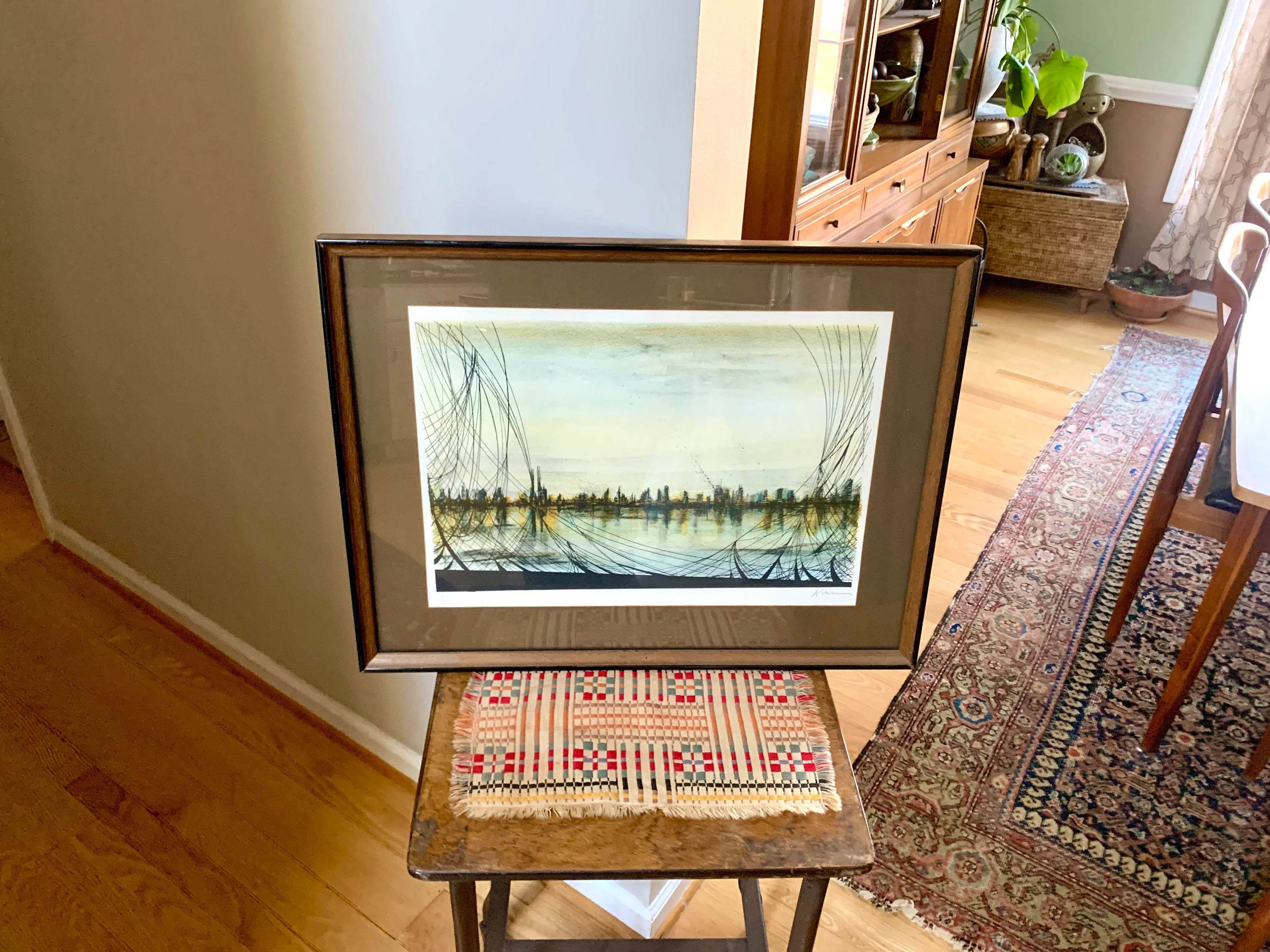 Vintage Mario Sinisca Limited Lithograph | Sinisca Signed Art | Framed Authenticated Sinisca Lithograph | MCM Art | Italian Art