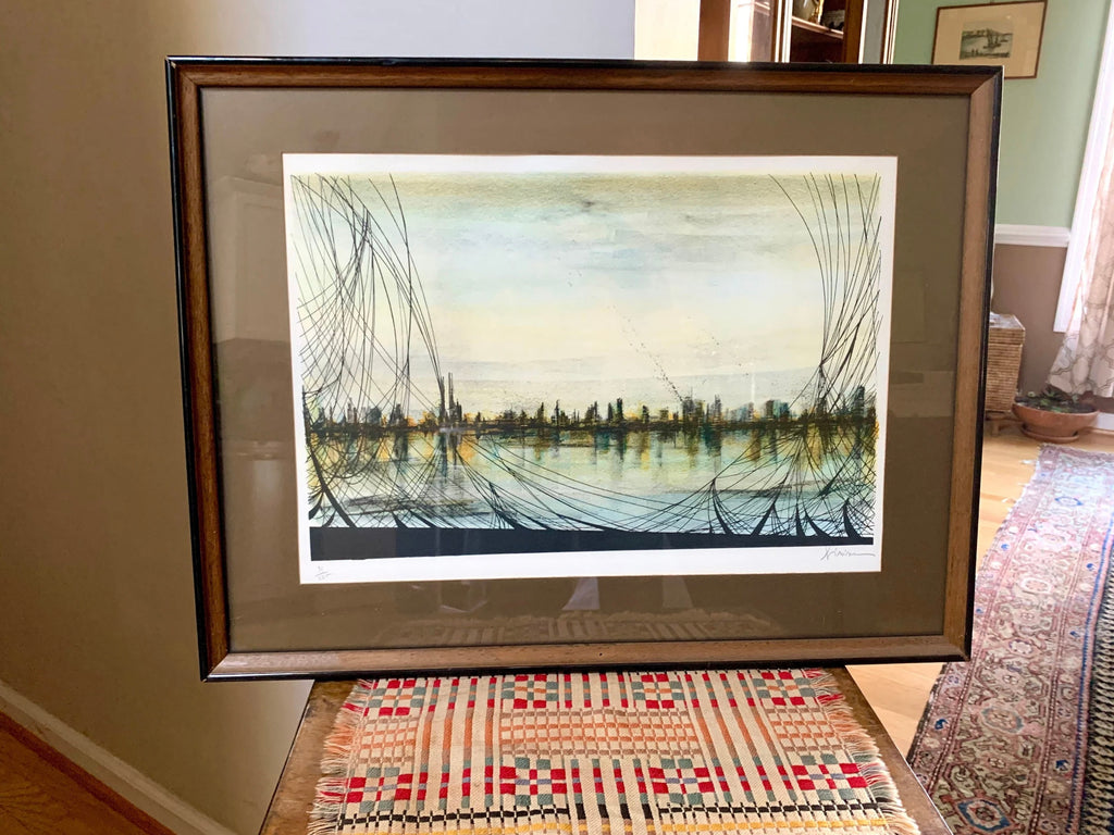 Vintage Mario Sinisca Limited Lithograph | Sinisca Signed Art | Framed Authenticated Sinisca Lithograph | MCM Art | Italian Art