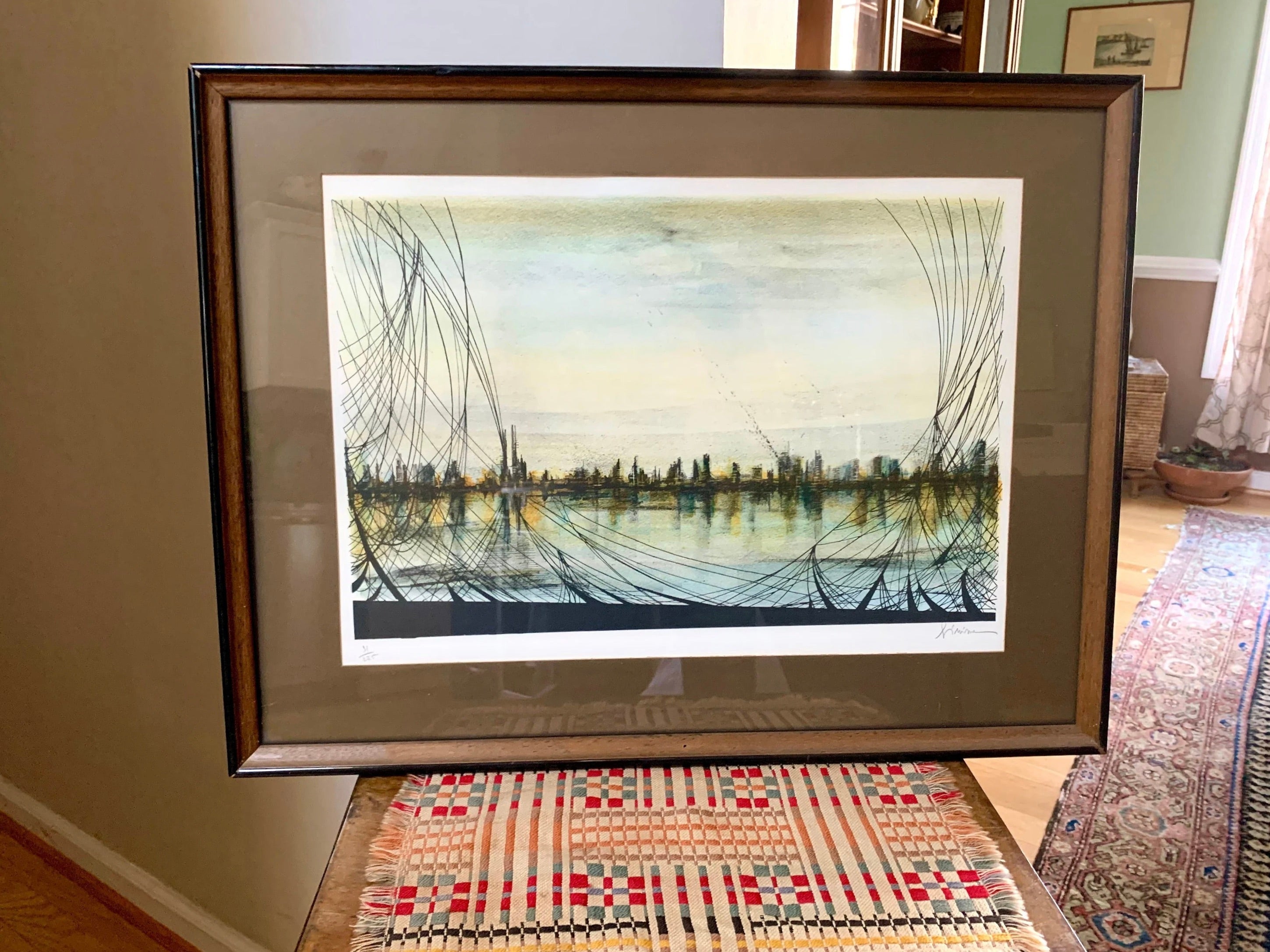 Vintage Mario Sinisca Limited Lithograph | Sinisca Signed Art | Framed Authenticated Sinisca Lithograph | MCM Art | Italian Art