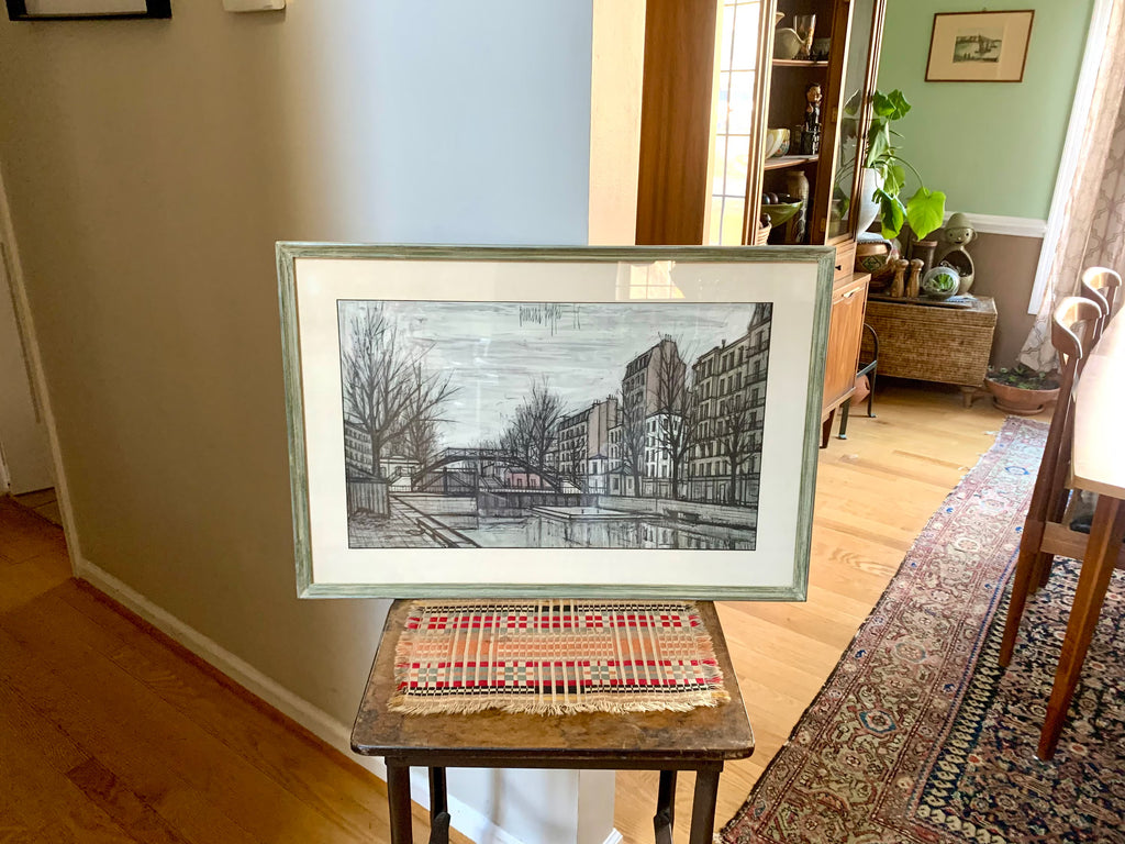Vintage Framed Bernard Buffet Lithograph | St. Martins Canal Lithograph | Buffet Signed Art | French MCM Art | Michel Garnier Collection