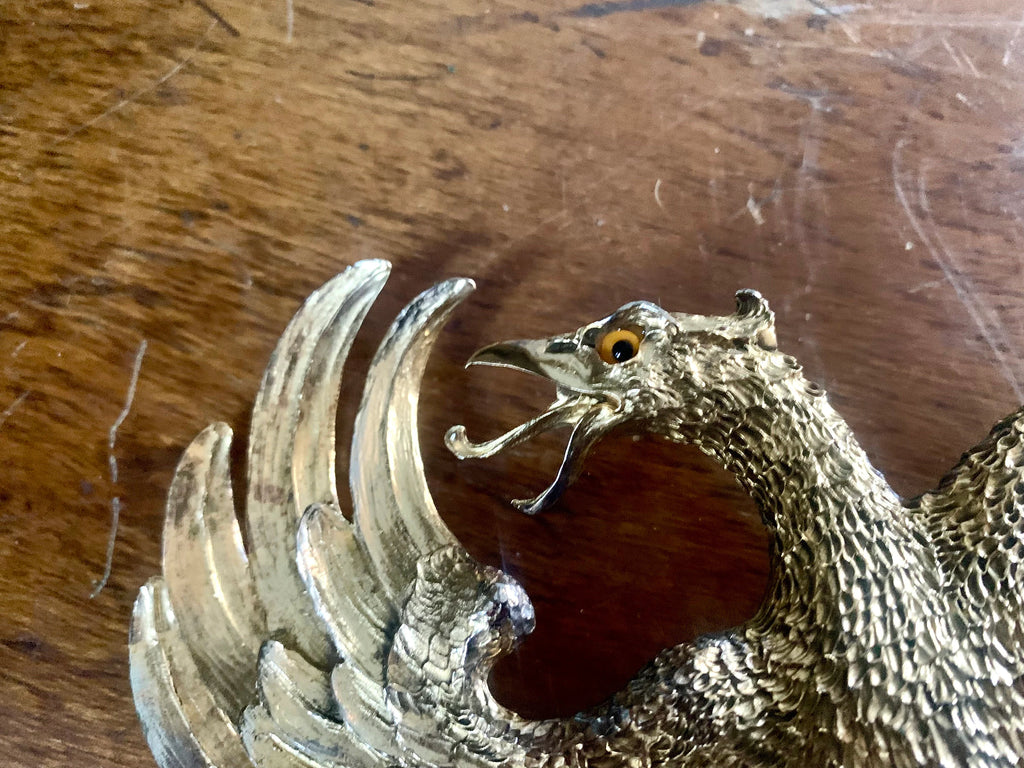 1983 Christopher Ross Eagle Belt Buckle | 24k Gold Plated Massive Belt Buckle and Purple Snake Skin Belt| Gold Eagle Statement Piece