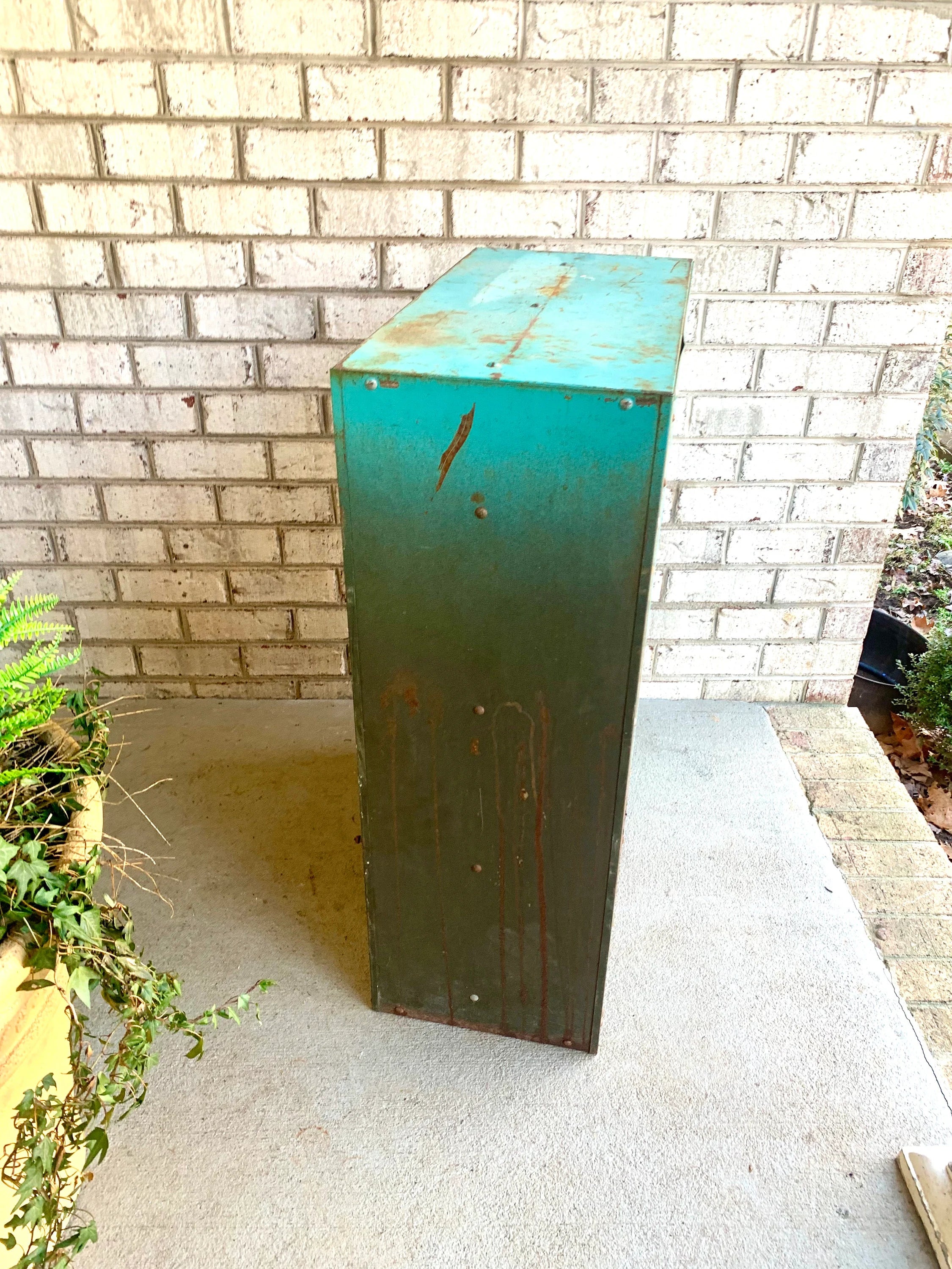 Distressed Small Lockers | Vintage Turquoise School Locker | Two Door Locker | Double Door Metal Locker | Rustic Lockers | 4 Available
