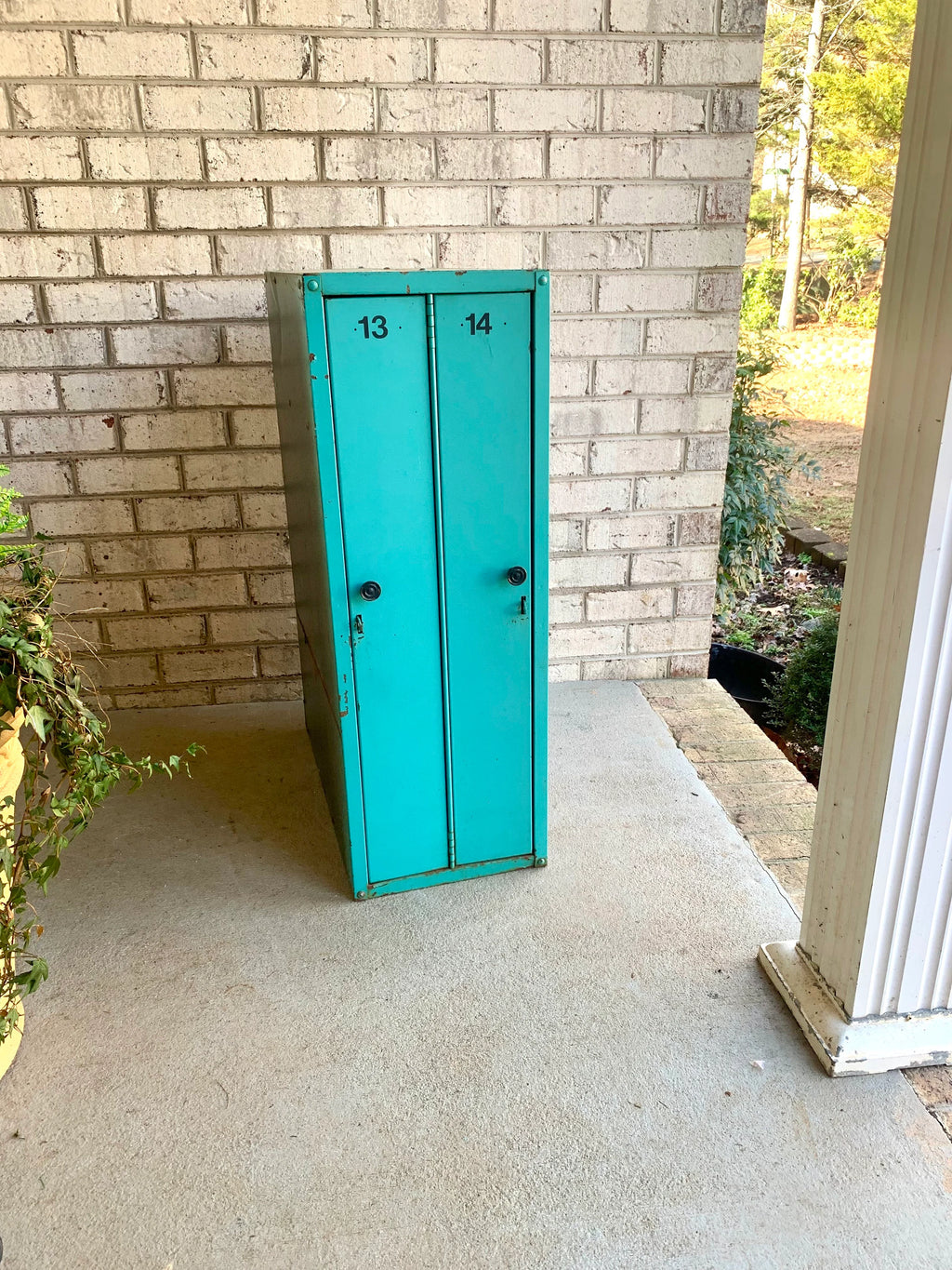 Distressed Small Lockers | Vintage Turquoise School Locker | Two Door Locker | Double Door Metal Locker | Rustic Lockers | 4 Available