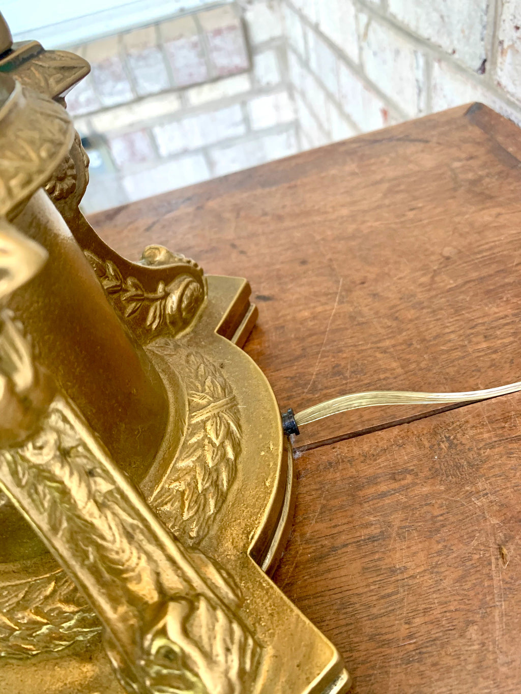 Vintage Brass and Cut Glass Lamp | Brass Lions and Glass Globe Lamp | Hollywood Regency Table Lamp