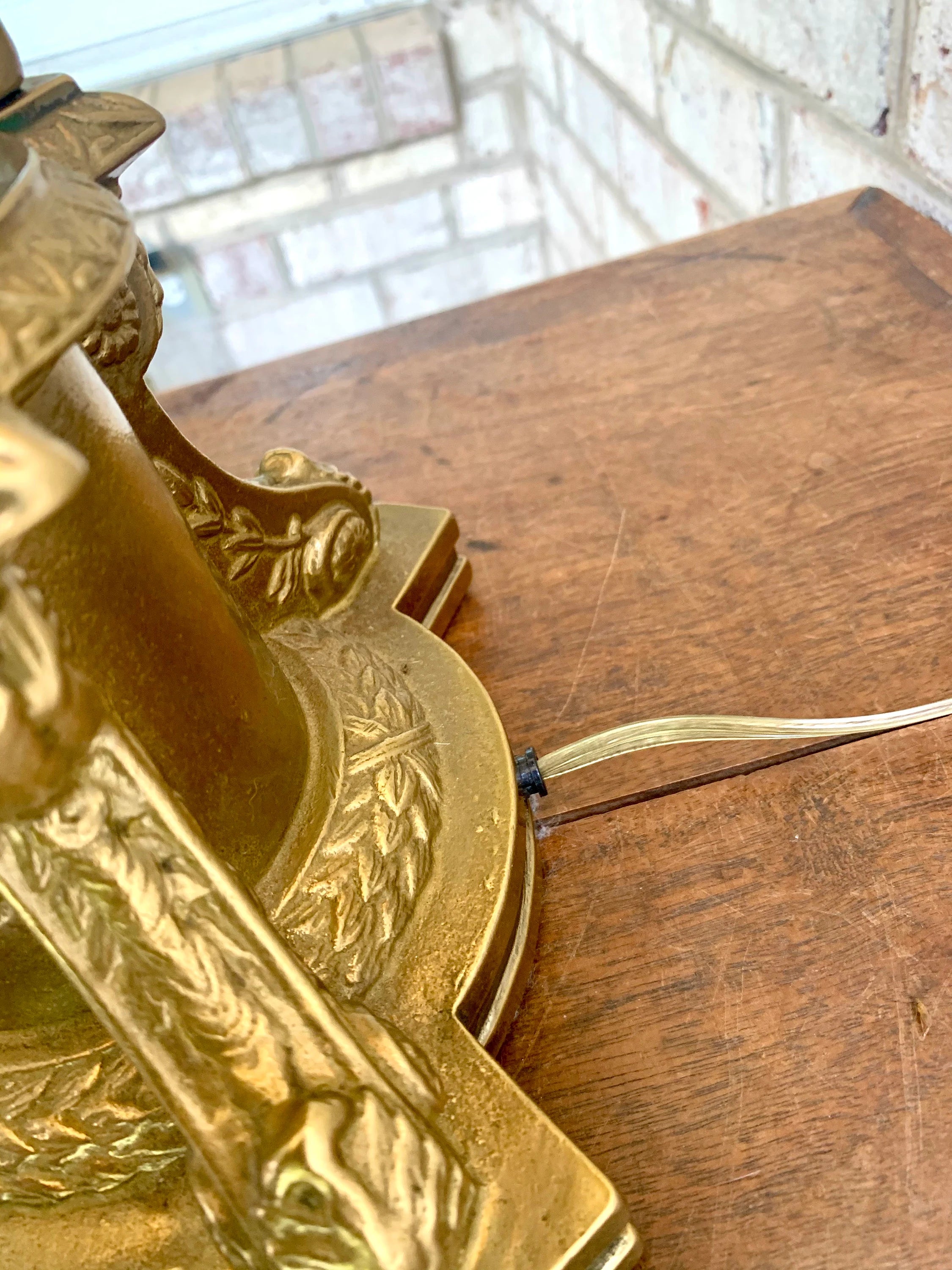 Vintage Brass and Cut Glass Lamp | Brass Lions and Glass Globe Lamp | Hollywood Regency Table Lamp