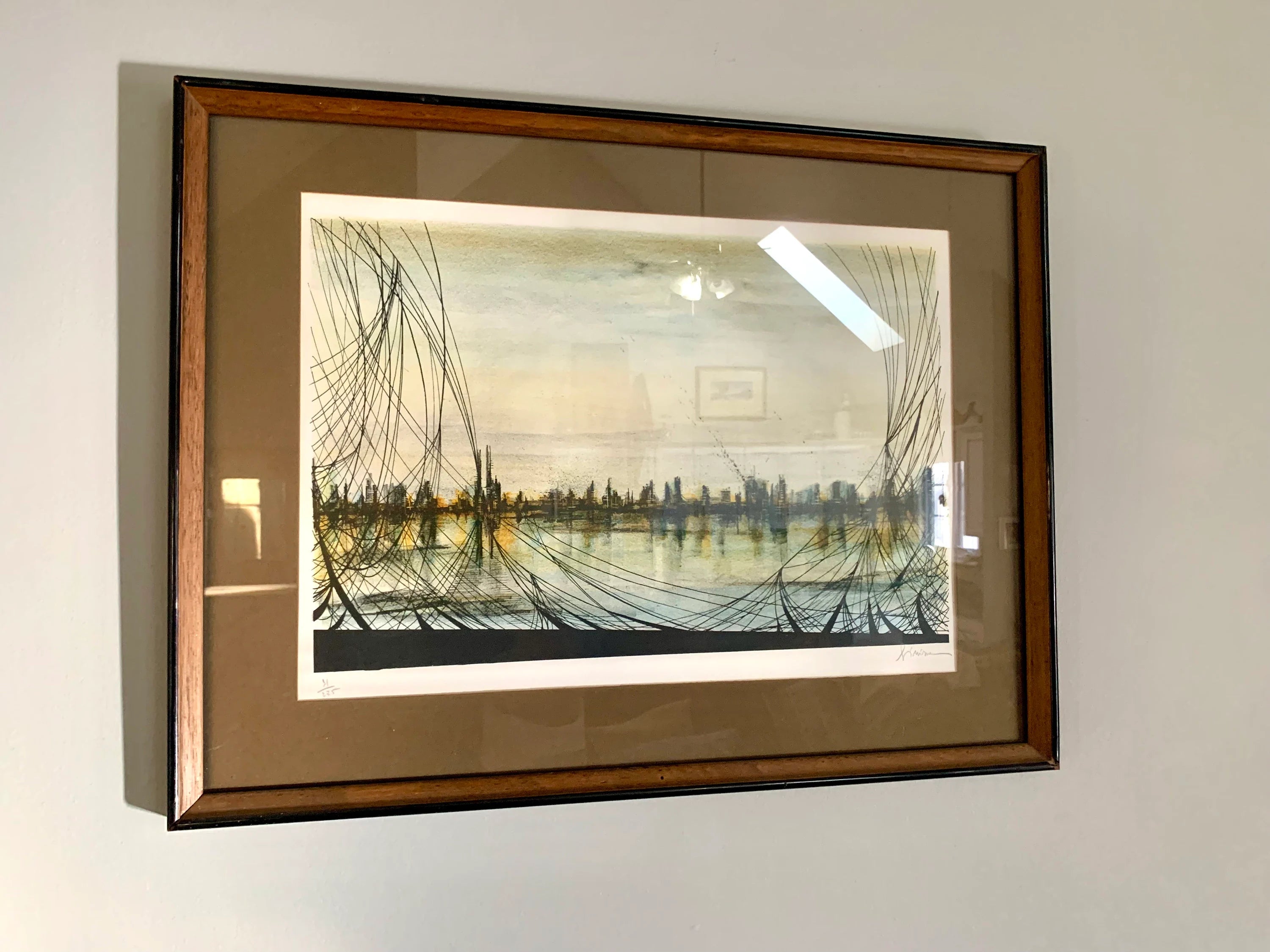 Vintage Mario Sinisca Limited Lithograph | Sinisca Signed Art | Framed Authenticated Sinisca Lithograph | MCM Art | Italian Art