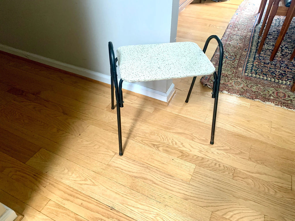 MCM Vinyl Stool | Vintage MCM Foot Stool | Rustic Black Metal Stool | Vintage Kitchen Stool