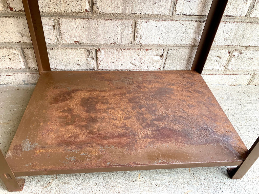 Metal Oil Advertisement Stand | Vintage Metal Thrift Oil Display Stand | Rustic Brown Oil Display Stand | Gas Station Oil Display