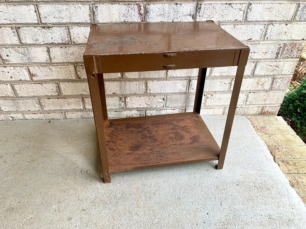 Metal Oil Advertisement Stand | Vintage Metal Thrift Oil Display Stand | Rustic Brown Oil Display Stand | Gas Station Oil Display