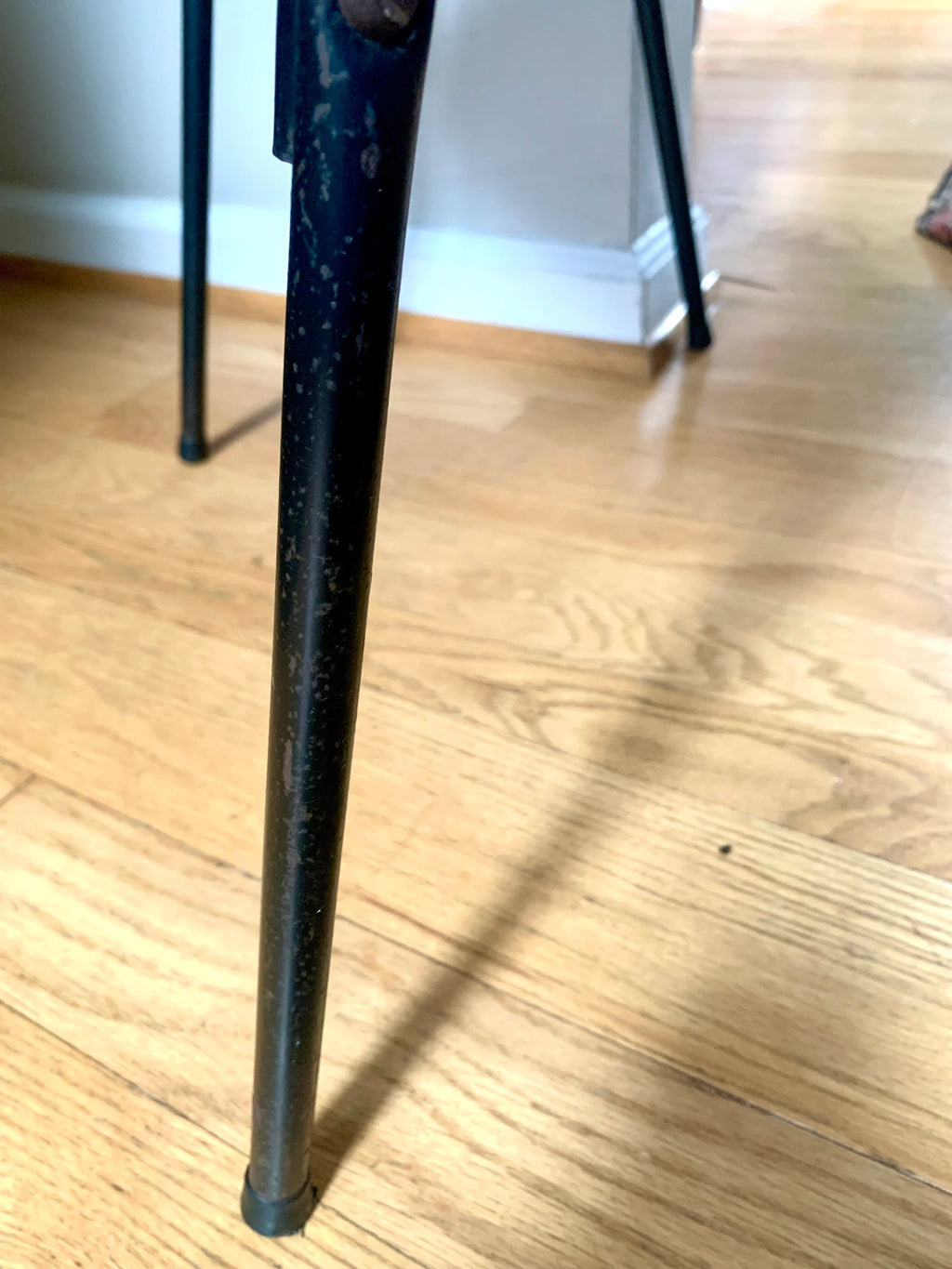 MCM Vinyl Stool | Vintage MCM Foot Stool | Rustic Black Metal Stool | Vintage Kitchen Stool