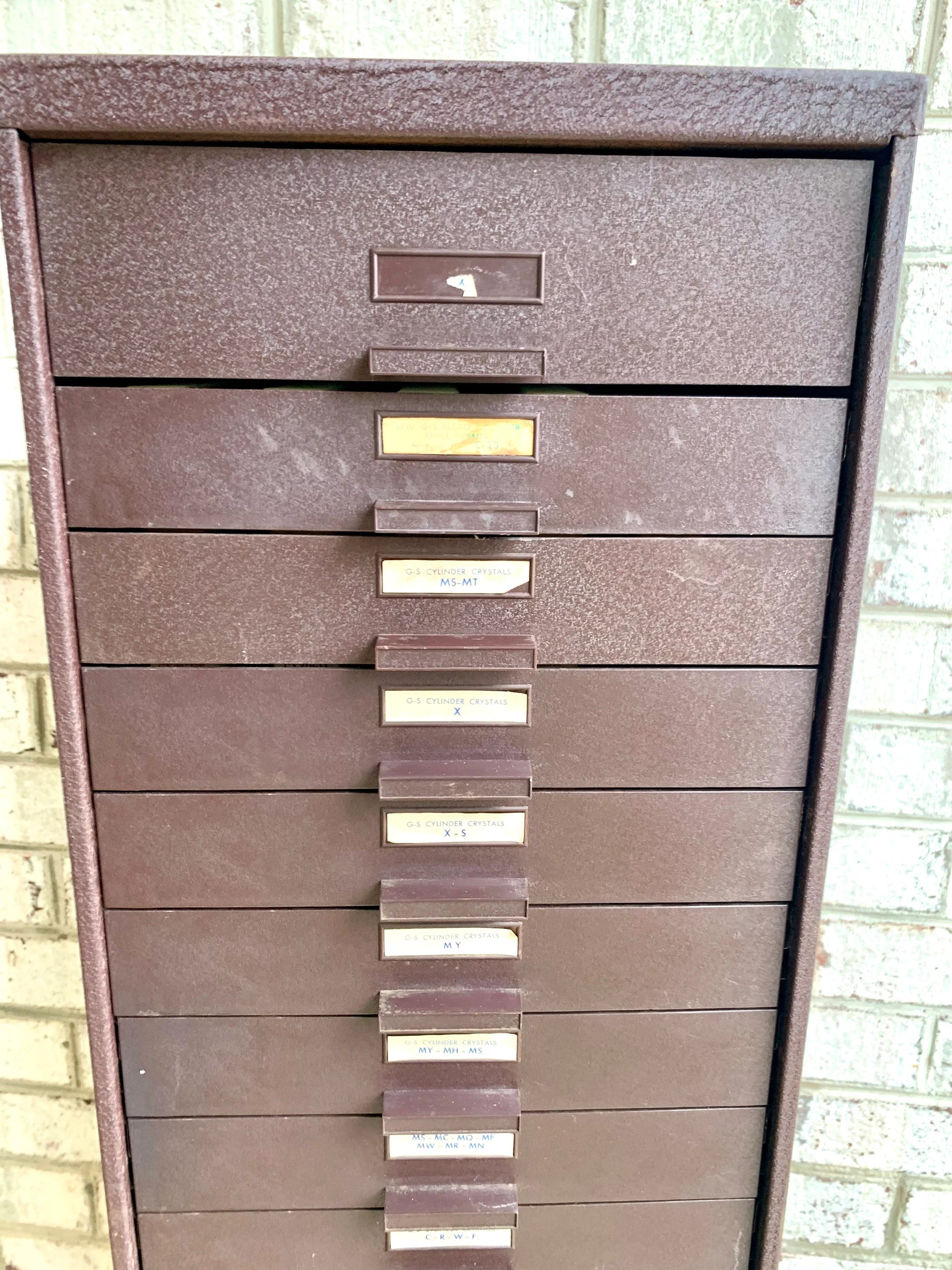 Germanow & Simon Watch Crystal Cabinet | Vintage Metal Watch Crystal Cabinet | Watch Crystal Cabinet | Multi-drawer Cabinet