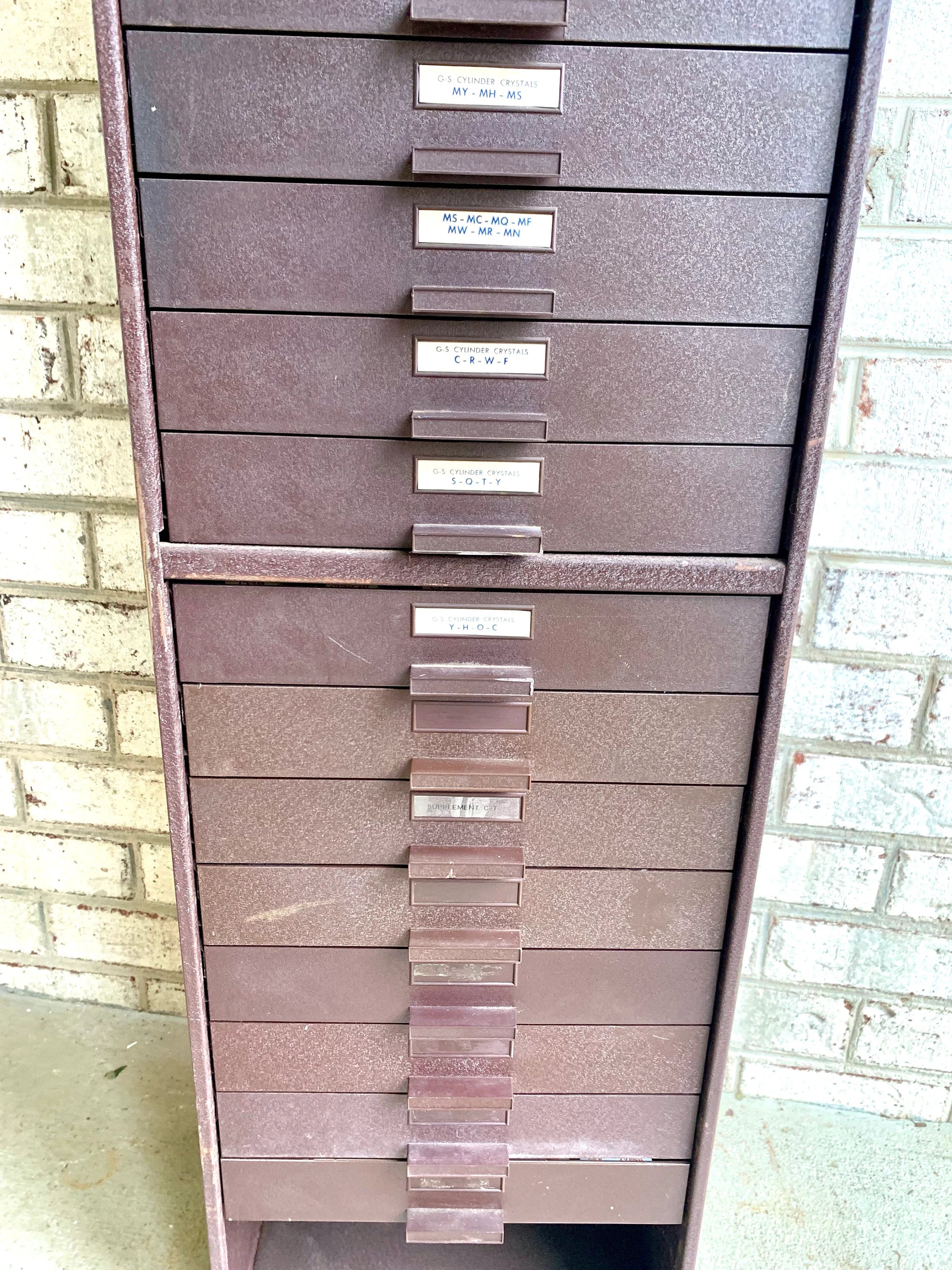 Germanow & Simon Watch Crystal Cabinet | Vintage Metal Watch Crystal Cabinet | Watch Crystal Cabinet | Multi-drawer Cabinet