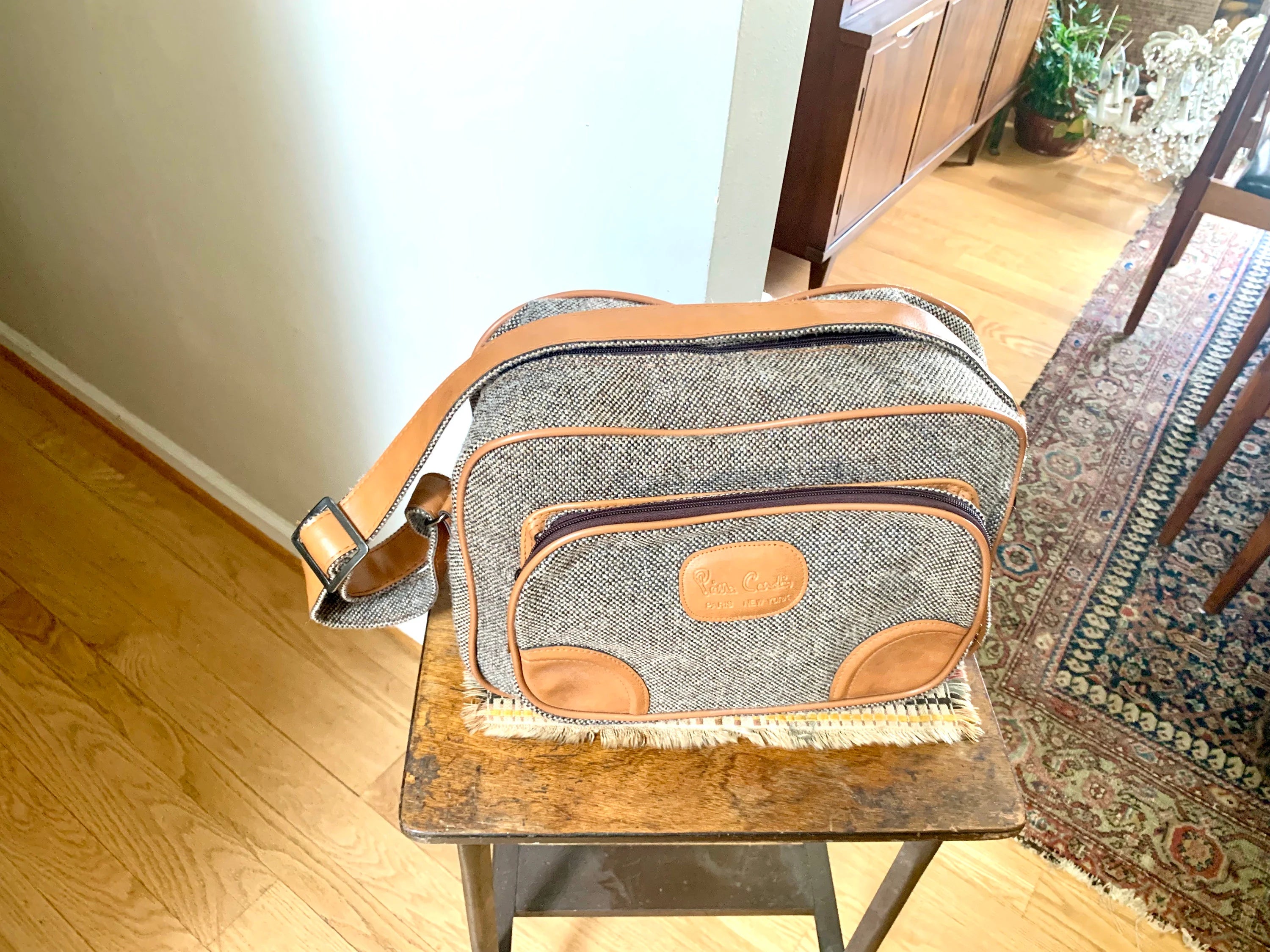 Vtg Pierre Cardin Tweed Shoulder Bag | Tweed French Weekender Bag | MCM Tweed Bag | Shoulder Bag | Hand Bag | Tweed Crossbody Bag