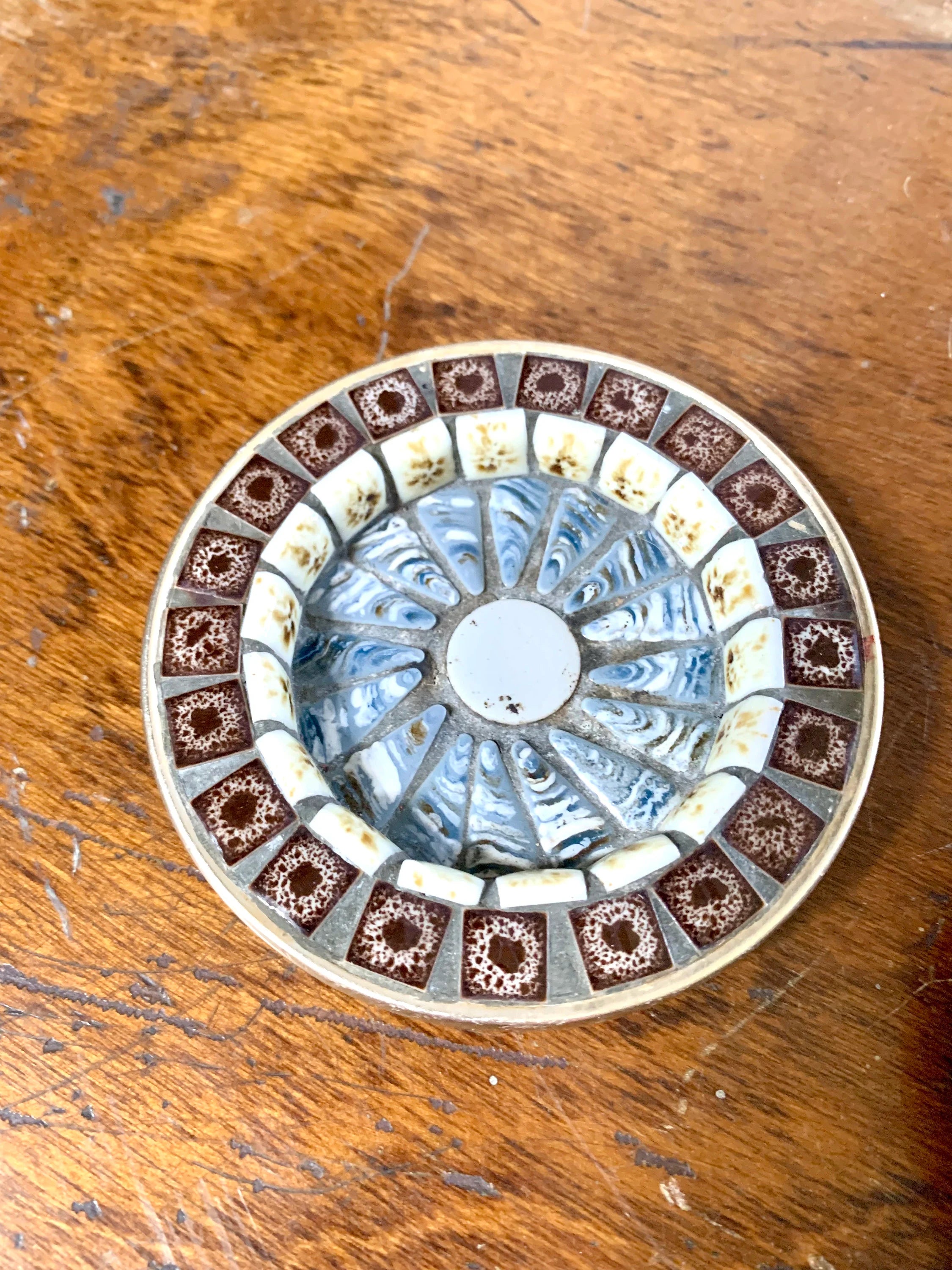 Two Vtg Mosaic Tile Ashtrays | Mosaic Tile Ashtray | Bohemian Mosaic Drink Coasters | Mosaic Trinket Dishes