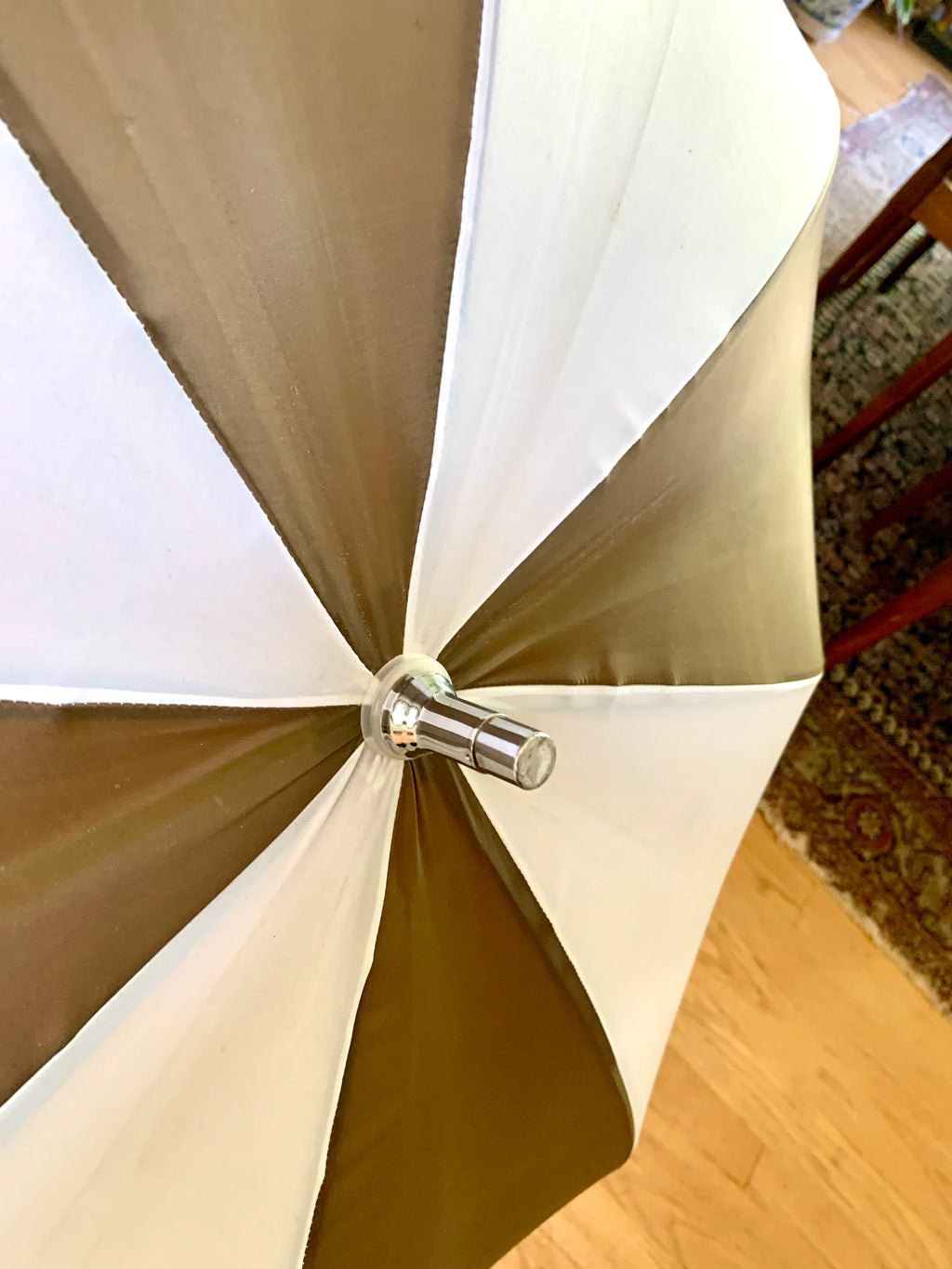 Vtg Mickey Mouse Golf Umbrella | Brown and White Oversized Umbrella | Disney Shade Umbrella | Disney Golf Umbrella