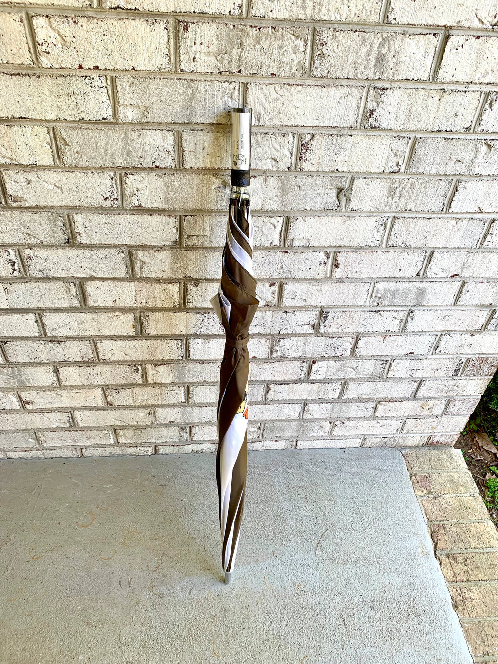Vtg Mickey Mouse Golf Umbrella | Brown and White Oversized Umbrella | Disney Shade Umbrella | Disney Golf Umbrella