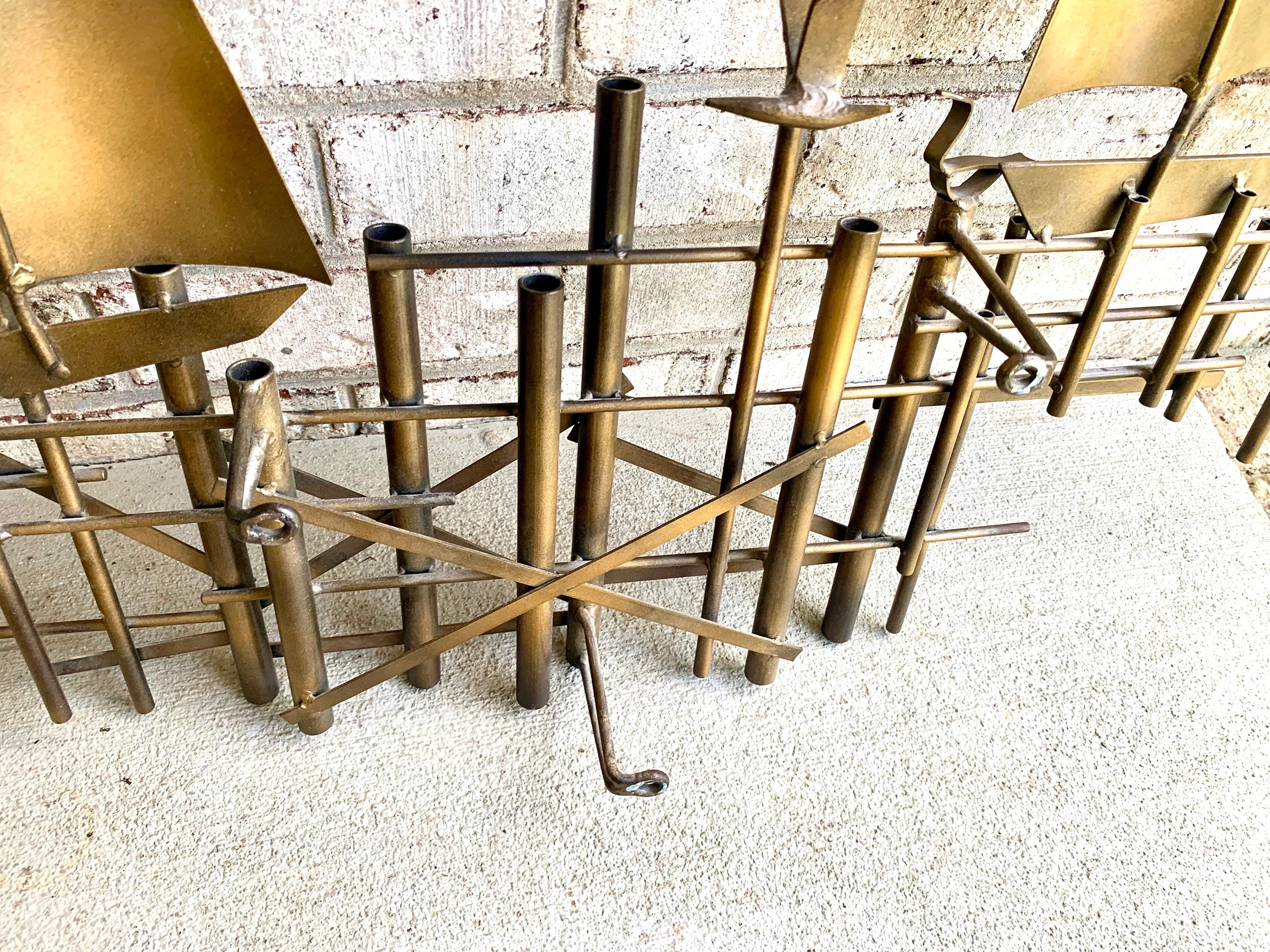 Vtg Metal Nautical Wall Art | Metal Wall Art Sculpture | Sailboat Metal Sculpture | Coastal Decor | Beach House Decor | Metal Pier Scene