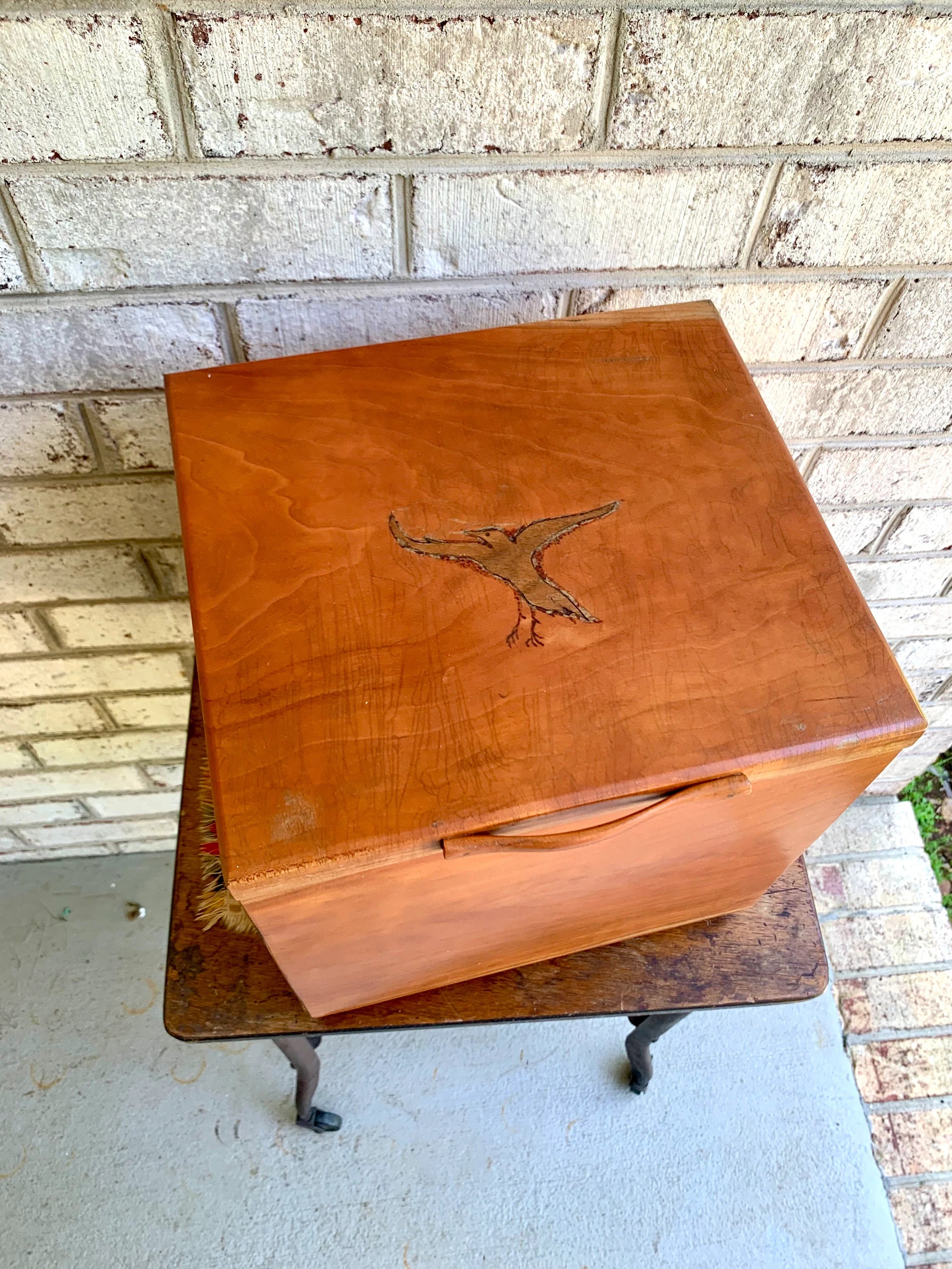 Vintage Wood Storage Box | Distressed Wood Stash Box | Flip Top Wooden Box | Wood Bird Box | Handmade Wood Box