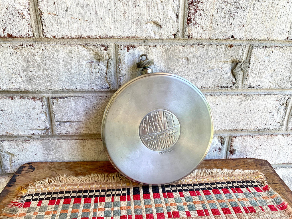 Vintage Marvel Hot Bottle | Round Marvel Self Heating Hot Bottle | Hot Water Bottle | Aluminum Round Hot Bottle | Hot Water Flask