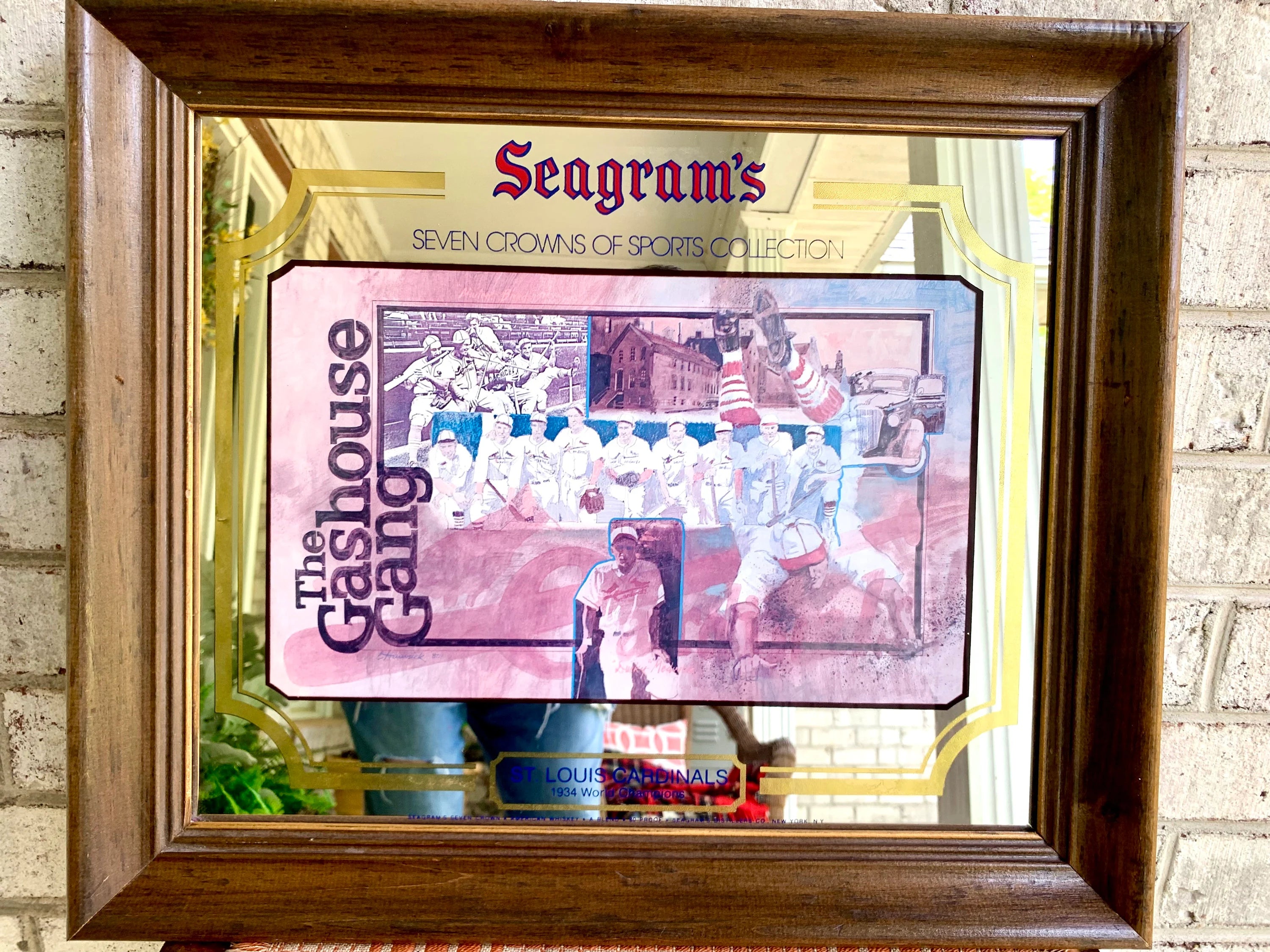 Vtg St. Louis Cardinals "The Gashouse Gang" Bar Mirror | Seagram's St. Louis Cardinals 1934 World Series Mirror | Baseball Bar Mirror