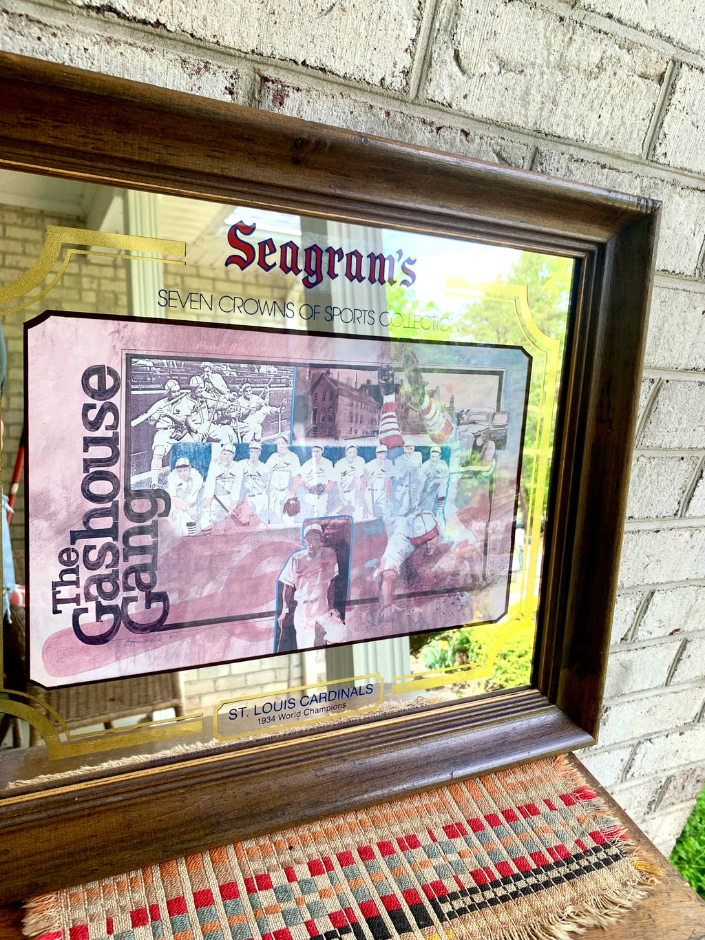 Vtg St. Louis Cardinals "The Gashouse Gang" Bar Mirror | Seagram's St. Louis Cardinals 1934 World Series Mirror | Baseball Bar Mirror
