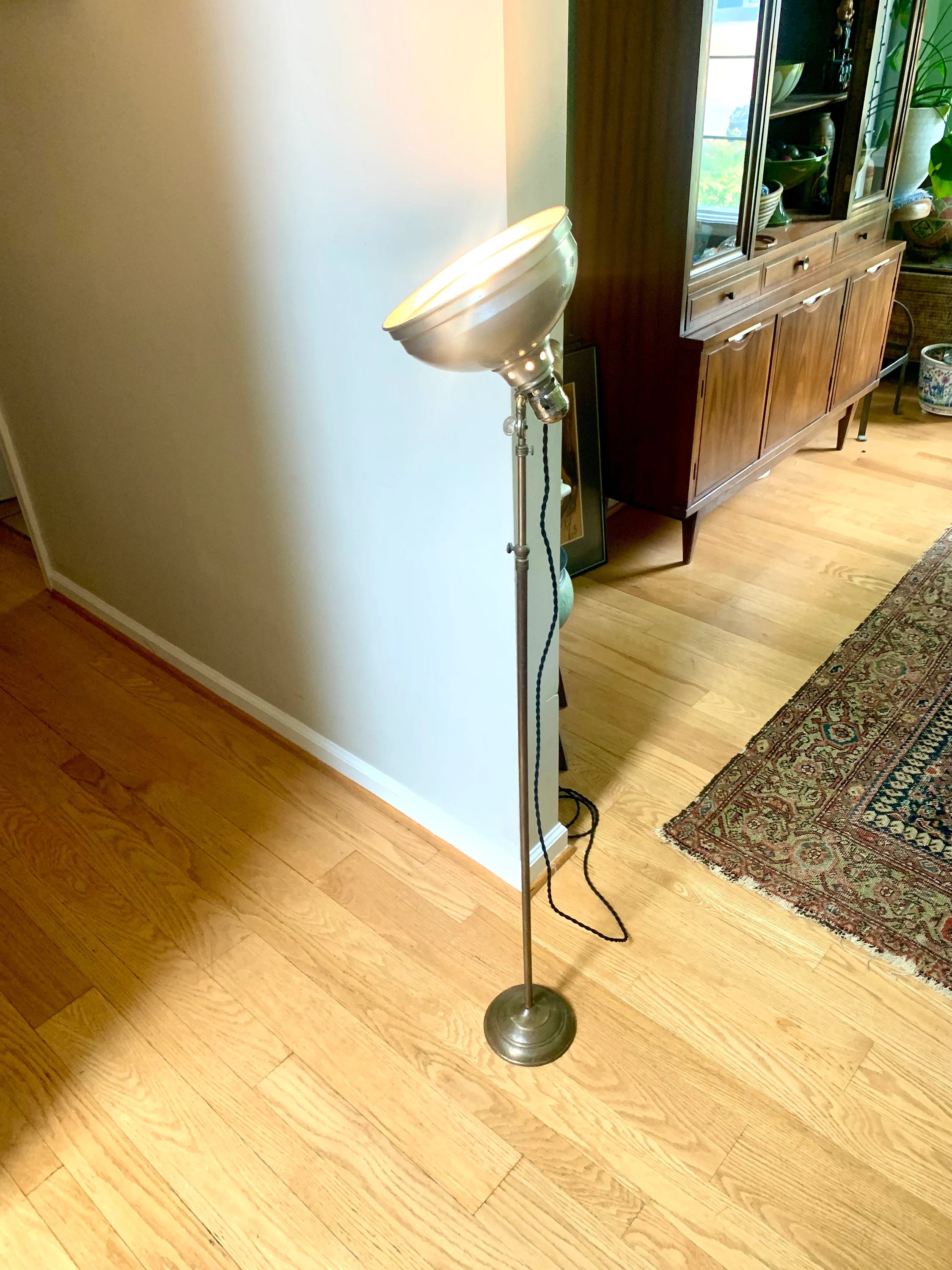 Vintage Norwich N&B Co. Industrial Floor Lamp | Industrial Floor Work Lamp | Rustic Floor Task Lamp | Factory Spot Light | Adjustable Lamp