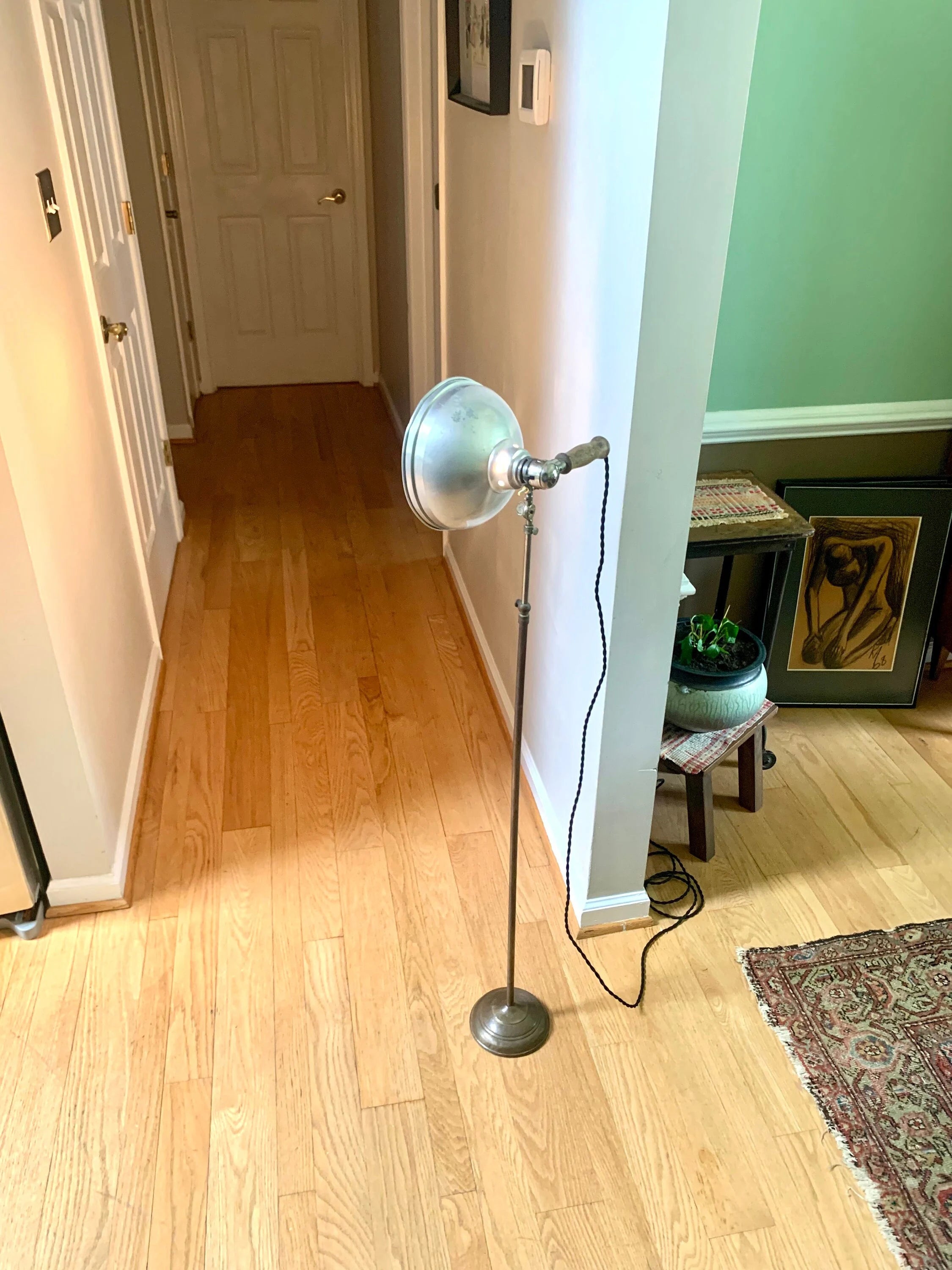 Vintage Norwich N&B Co. Industrial Floor Lamp | Industrial Floor Work Lamp | Rustic Floor Task Lamp | Factory Spot Light | Adjustable Lamp