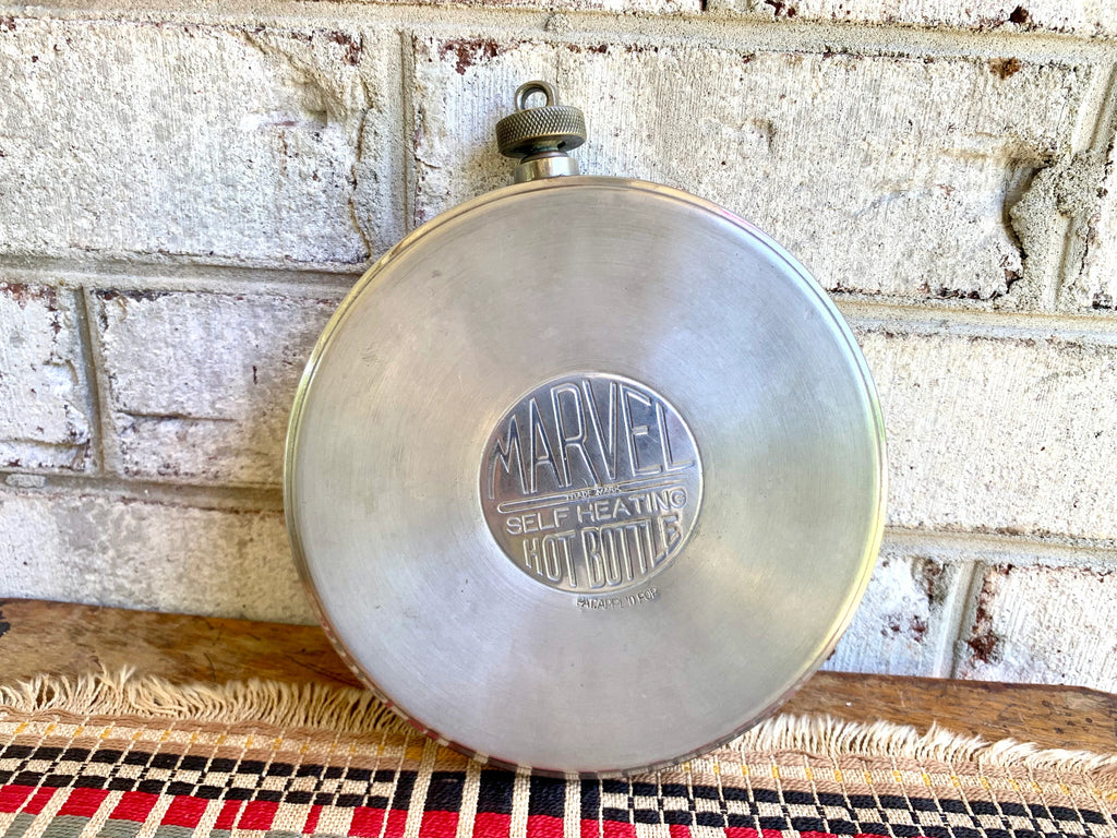 Vintage Marvel Hot Bottle | Round Marvel Self Heating Hot Bottle | Hot Water Bottle | Aluminum Round Hot Bottle | Hot Water Flask