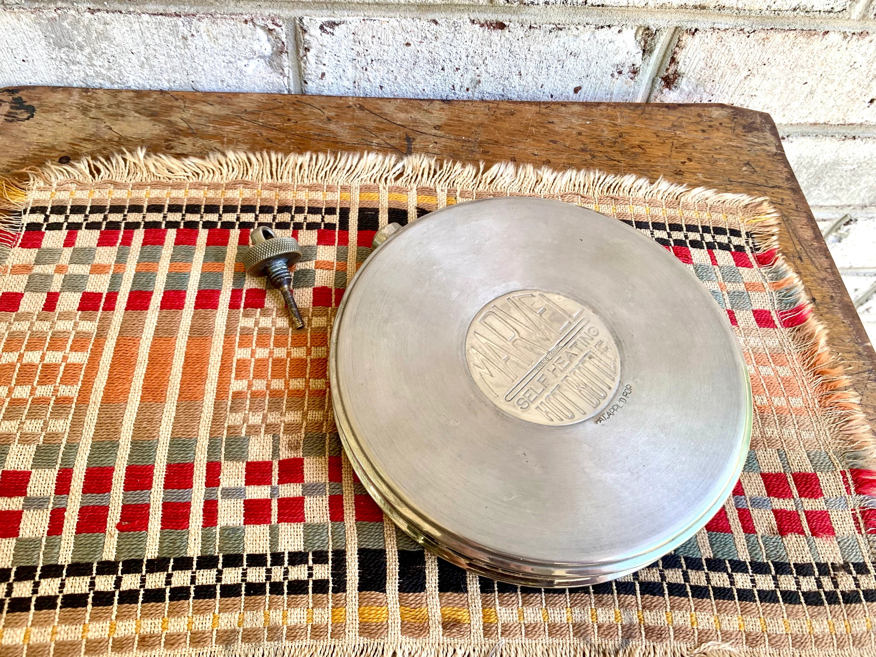 Vintage Marvel Hot Bottle | Round Marvel Self Heating Hot Bottle | Hot Water Bottle | Aluminum Round Hot Bottle | Hot Water Flask