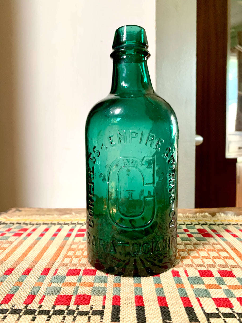 Antique Congress & Empire Spring Co. Bottle | Green Congress Water Bottle | 1800's Green Bottle | Saratoga NY Bottle | Embossed Bottle