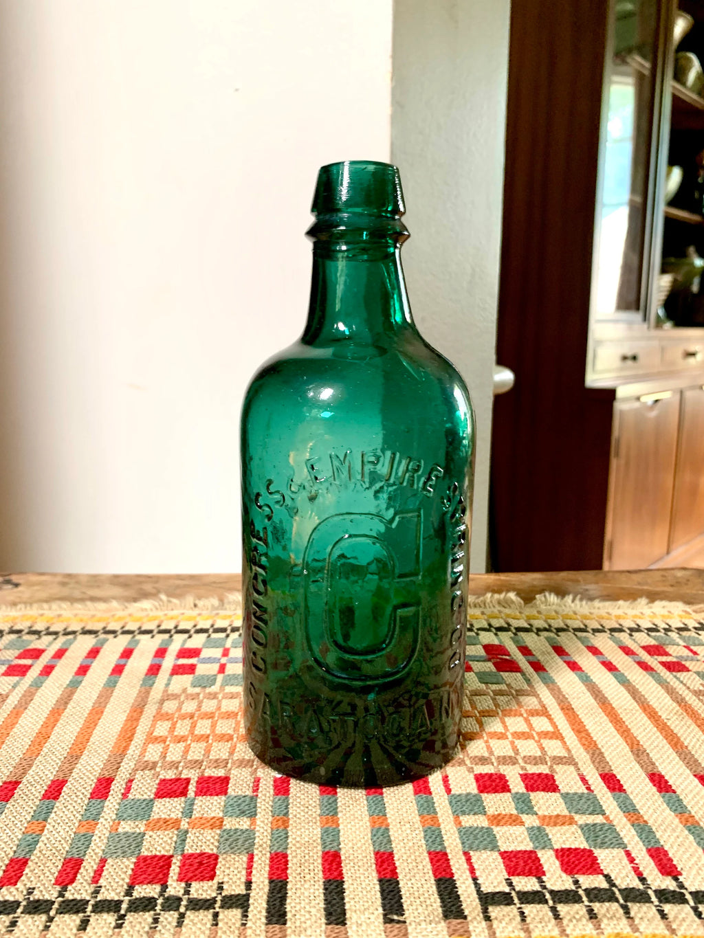 Antique Congress & Empire Spring Co. Bottle | Green Congress Water Bottle | 1800's Green Bottle | Saratoga NY Bottle | Embossed Bottle
