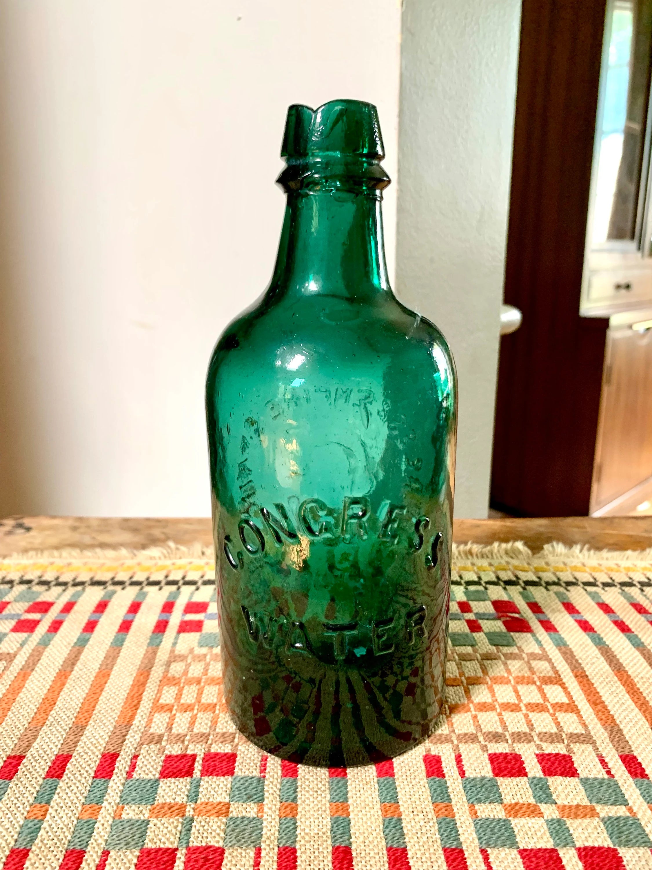 Antique Congress & Empire Spring Co. Bottle | Green Congress Water Bottle | 1800's Green Bottle | Saratoga NY Bottle | Embossed Bottle