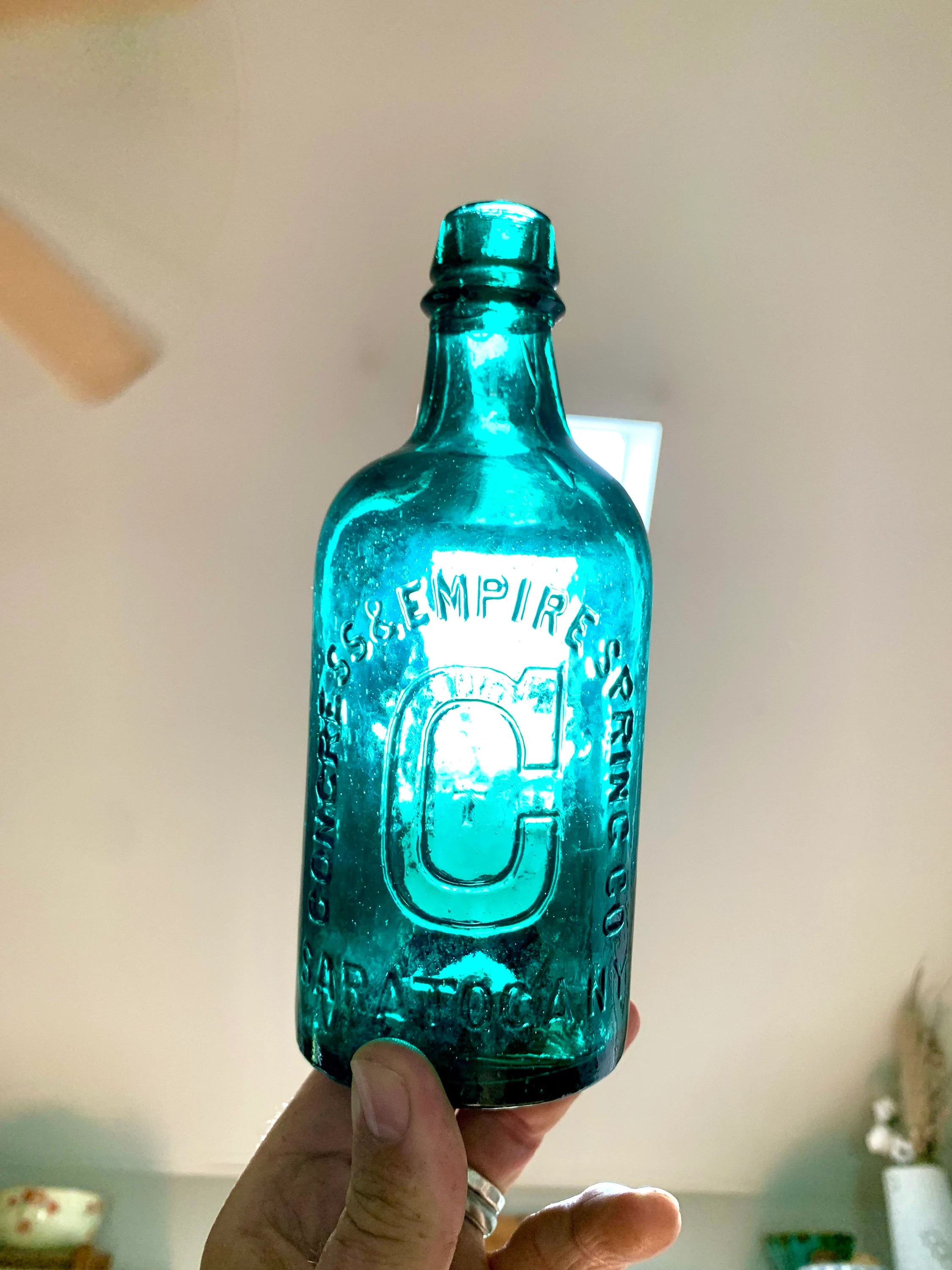 Antique Congress & Empire Spring Co. Bottle | Green Congress Water Bottle | 1800's Green Bottle | Saratoga NY Bottle | Embossed Bottle