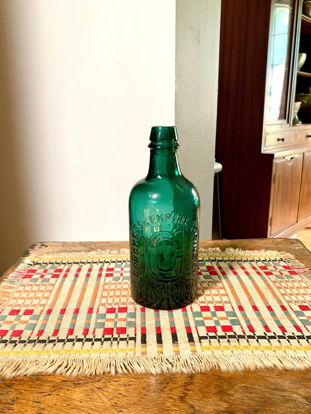Antique Congress & Empire Spring Co. Bottle | Green Congress Water Bottle | 1800's Green Bottle | Saratoga NY Bottle | Embossed Bottle