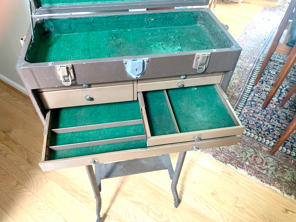 Vintage Craftsman Tool Machinist Tool Chest | Vinyl Wrapped Wood and Metal Tool Chest | Metal Journeyman Chest | 7 Drawer Wood Toolbox