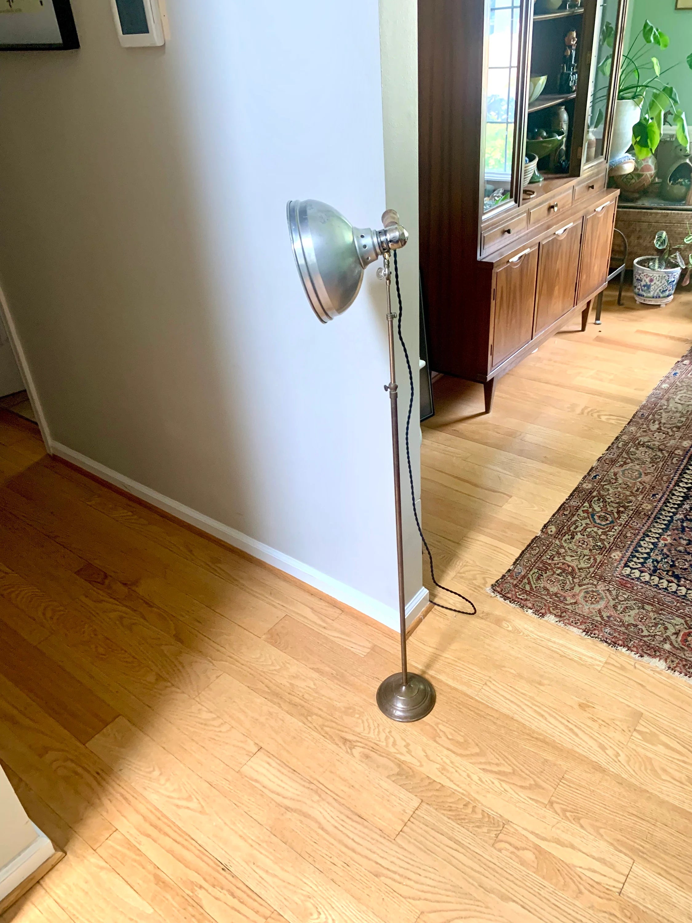 Vintage Norwich N&B Co. Industrial Floor Lamp | Industrial Floor Work Lamp | Rustic Floor Task Lamp | Factory Spot Light | Adjustable Lamp