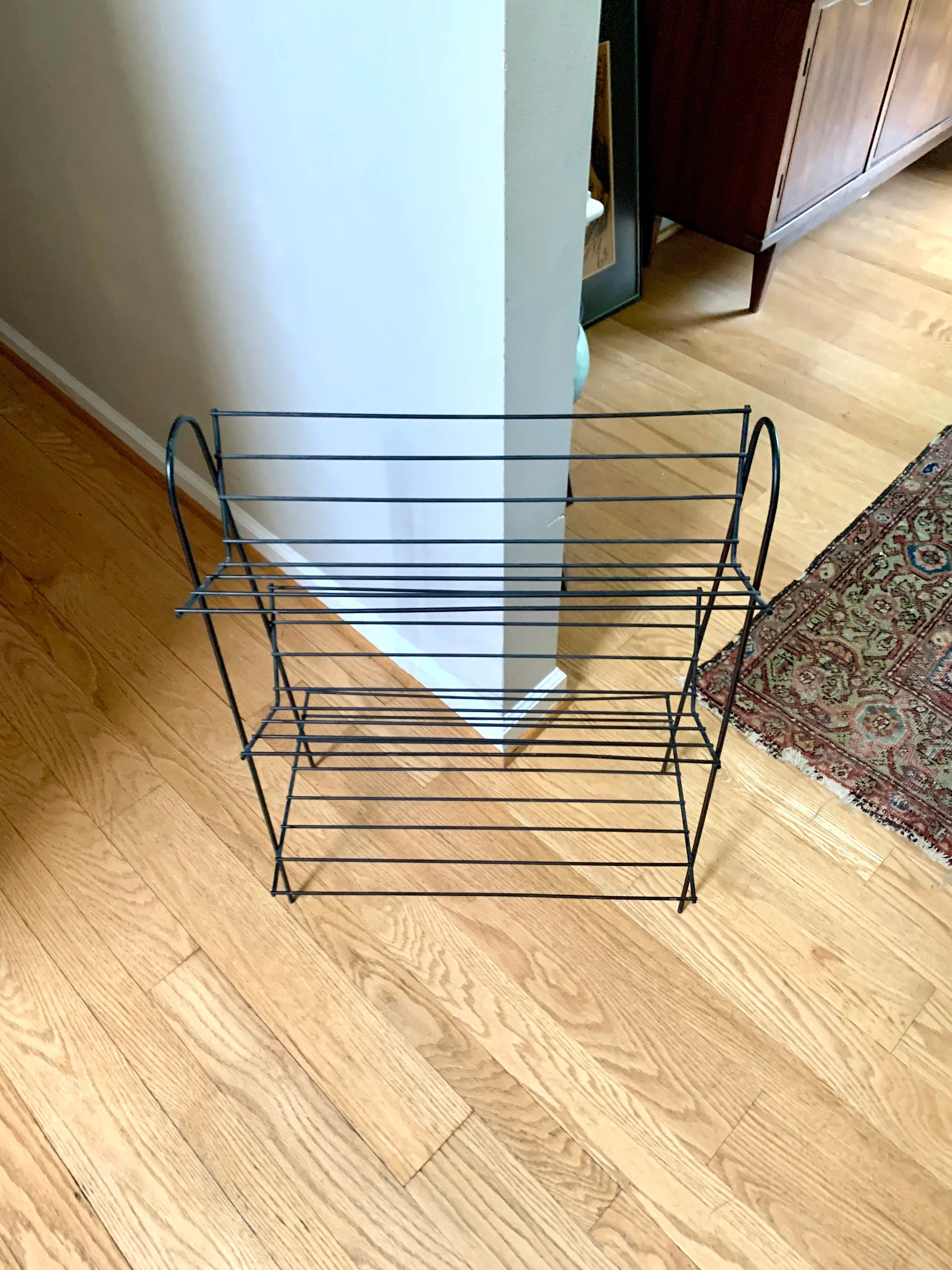 Vintage MCM Wire 3 tier Bookshelf | Atomic Wire Book Case | Slanted Bookshelf | MCM Book Storage | Wire Bookshelf | MCM Wire Bookcase