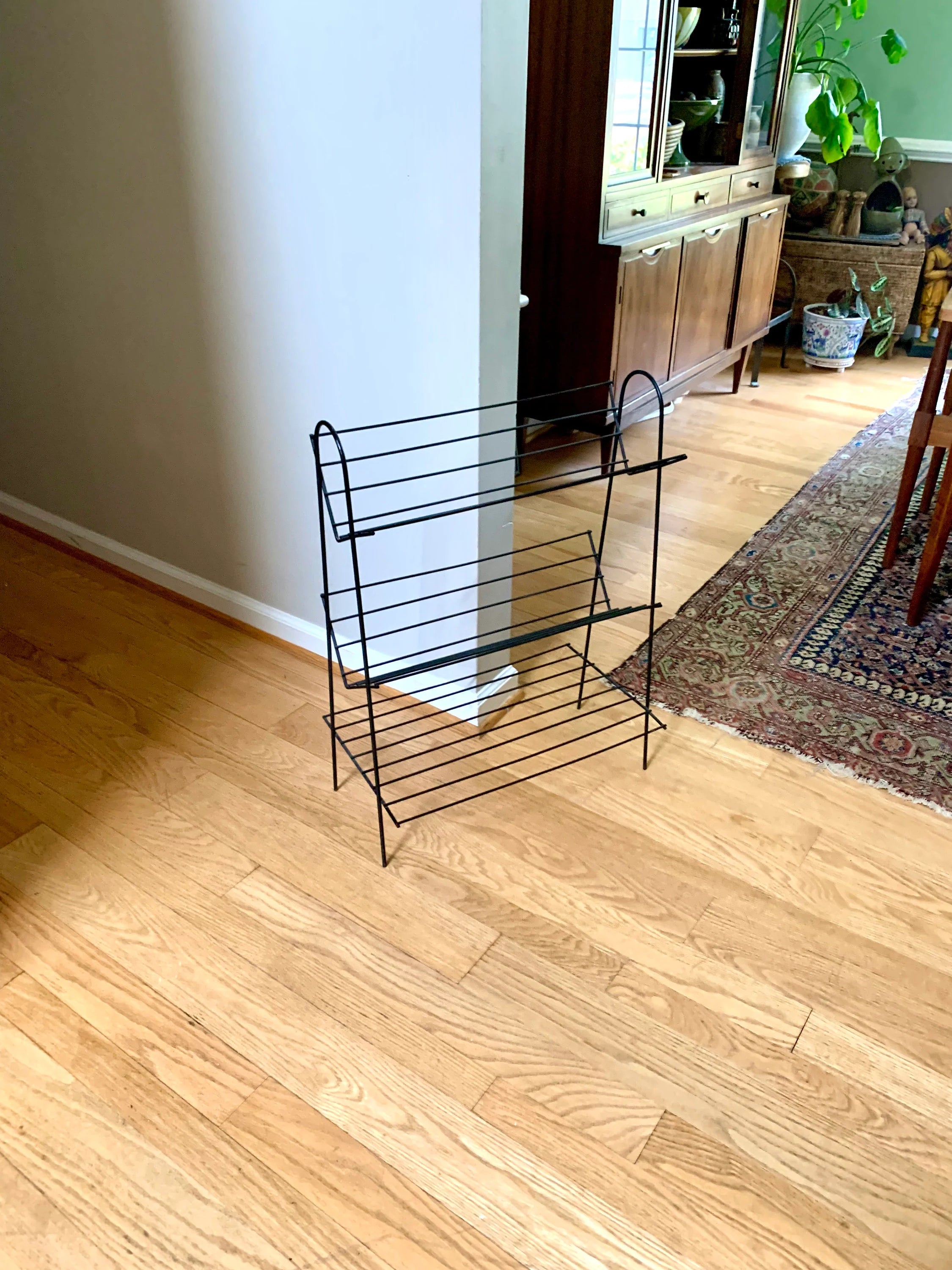Vintage MCM Wire 3 tier Bookshelf | Atomic Wire Book Case | Slanted Bookshelf | MCM Book Storage | Wire Bookshelf | MCM Wire Bookcase