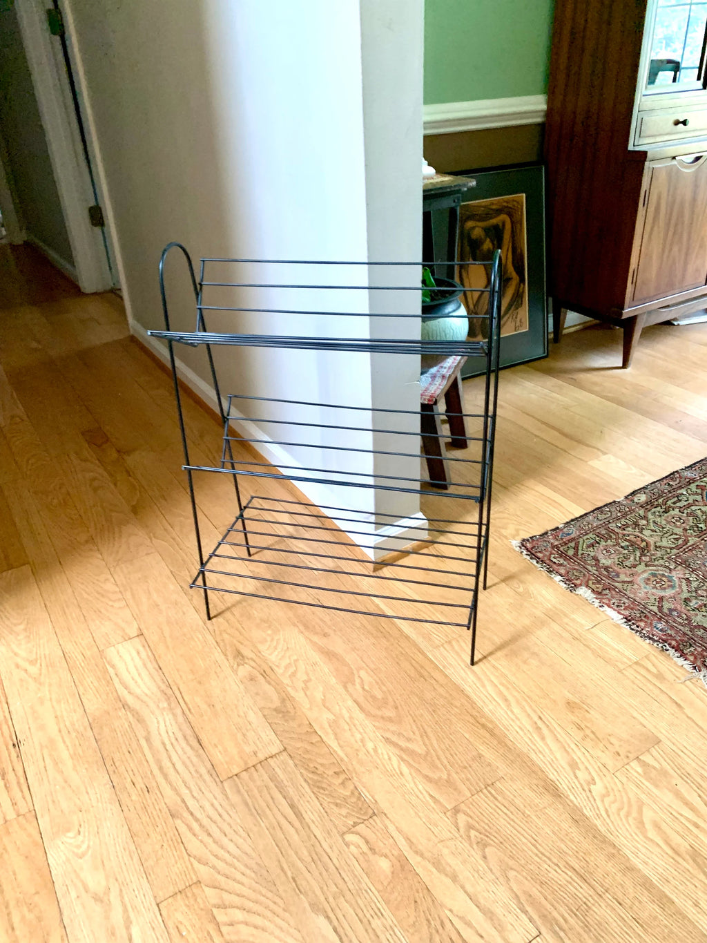 Vintage MCM Wire 3 tier Bookshelf | Atomic Wire Book Case | Slanted Bookshelf | MCM Book Storage | Wire Bookshelf | MCM Wire Bookcase