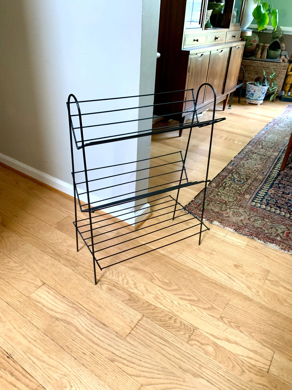 Vintage MCM Wire 3 tier Bookshelf | Atomic Wire Book Case | Slanted Bookshelf | MCM Book Storage | Wire Bookshelf | MCM Wire Bookcase