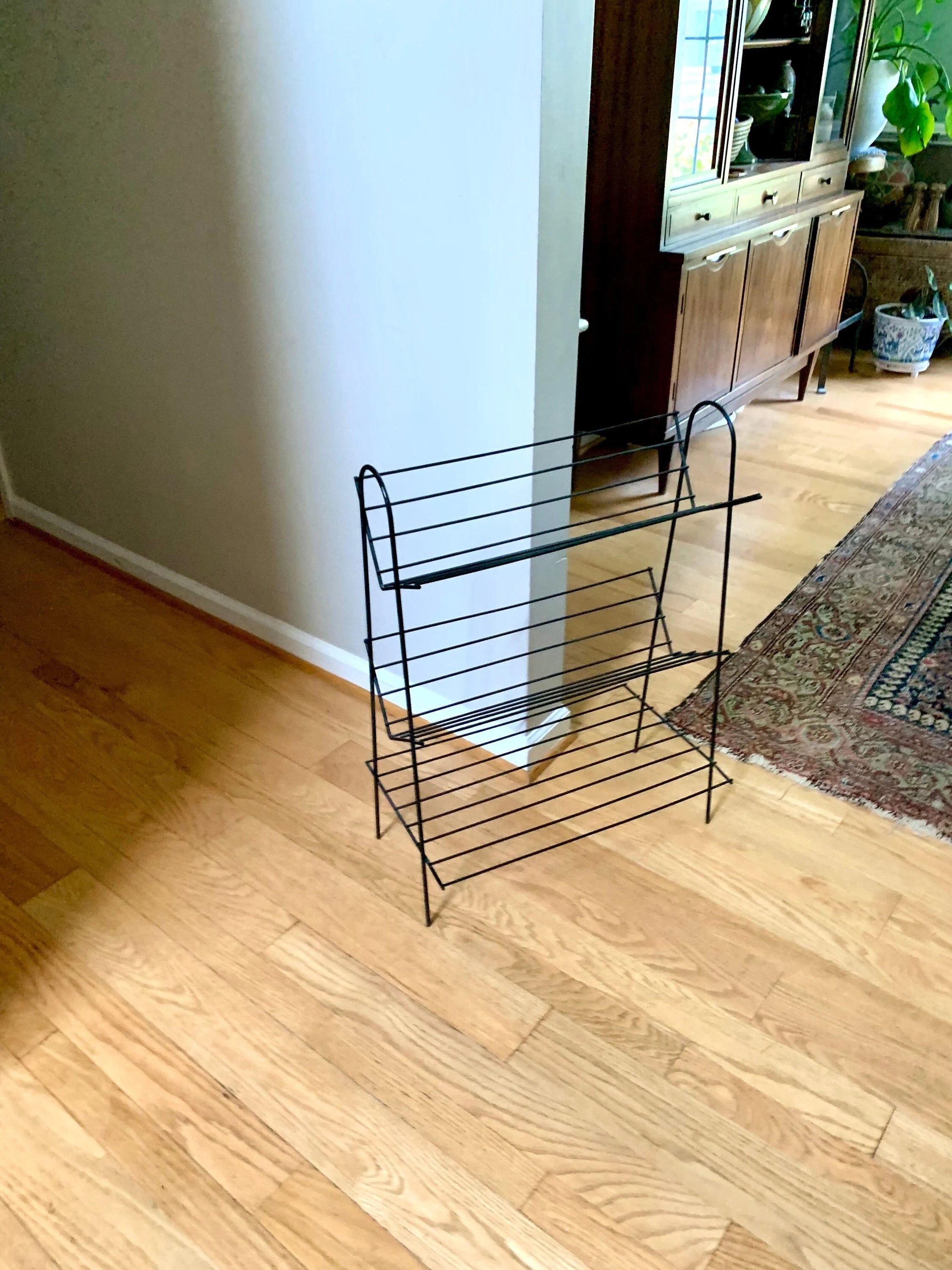 Vintage MCM Wire 3 tier Bookshelf | Atomic Wire Book Case | Slanted Bookshelf | MCM Book Storage | Wire Bookshelf | MCM Wire Bookcase