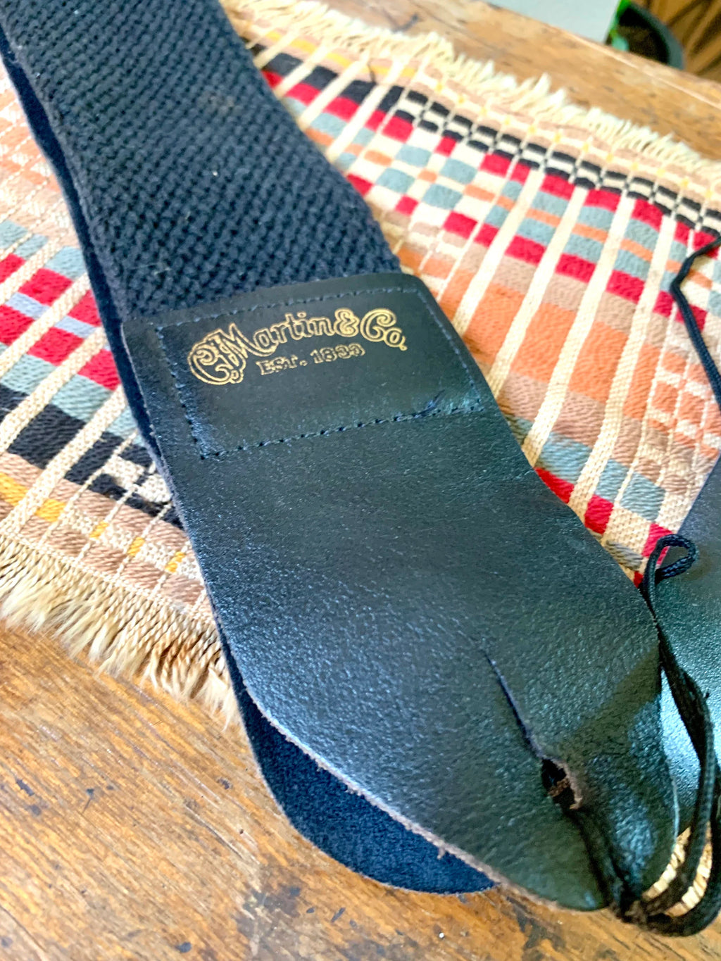 Martins & Co. Guitar Strap | Vintage Leather and Canvas Martin Guitar Strap | Black Martin Guitar Strap