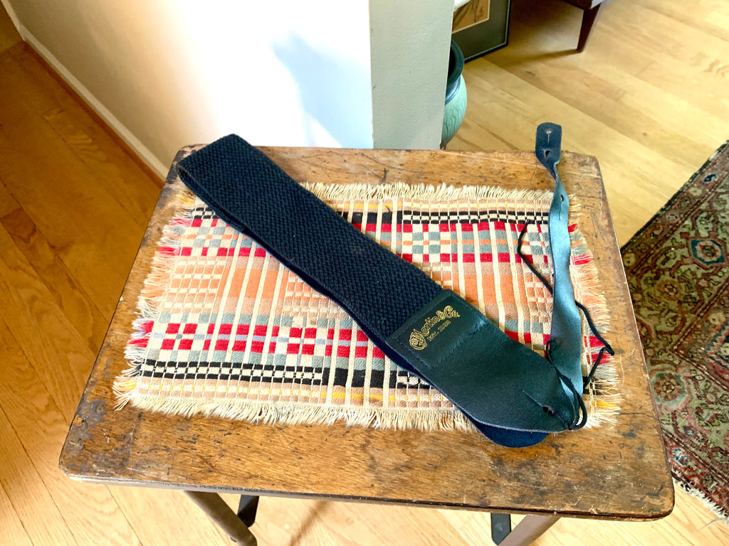 Martins & Co. Guitar Strap | Vintage Leather and Canvas Martin Guitar Strap | Black Martin Guitar Strap