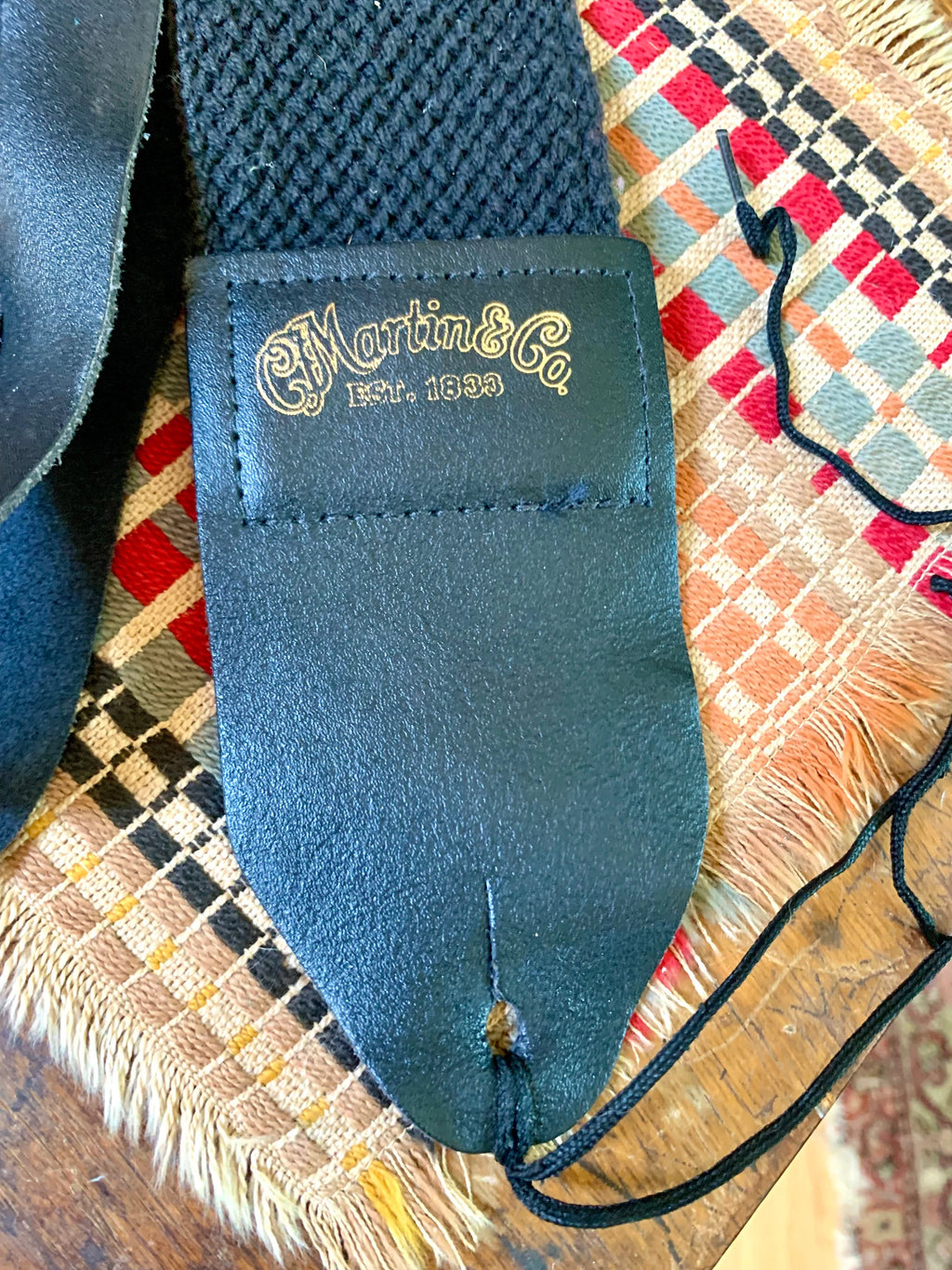 Martins & Co. Guitar Strap | Vintage Leather and Canvas Martin Guitar Strap | Black Martin Guitar Strap