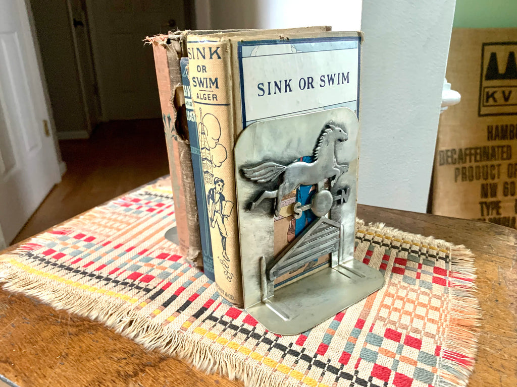 Pewter Metzke 1976 Bookends | Horse Weathervane Bookends | Equestrian Bookends | Farmhouse Bookends | Metal Country Barn Bookends